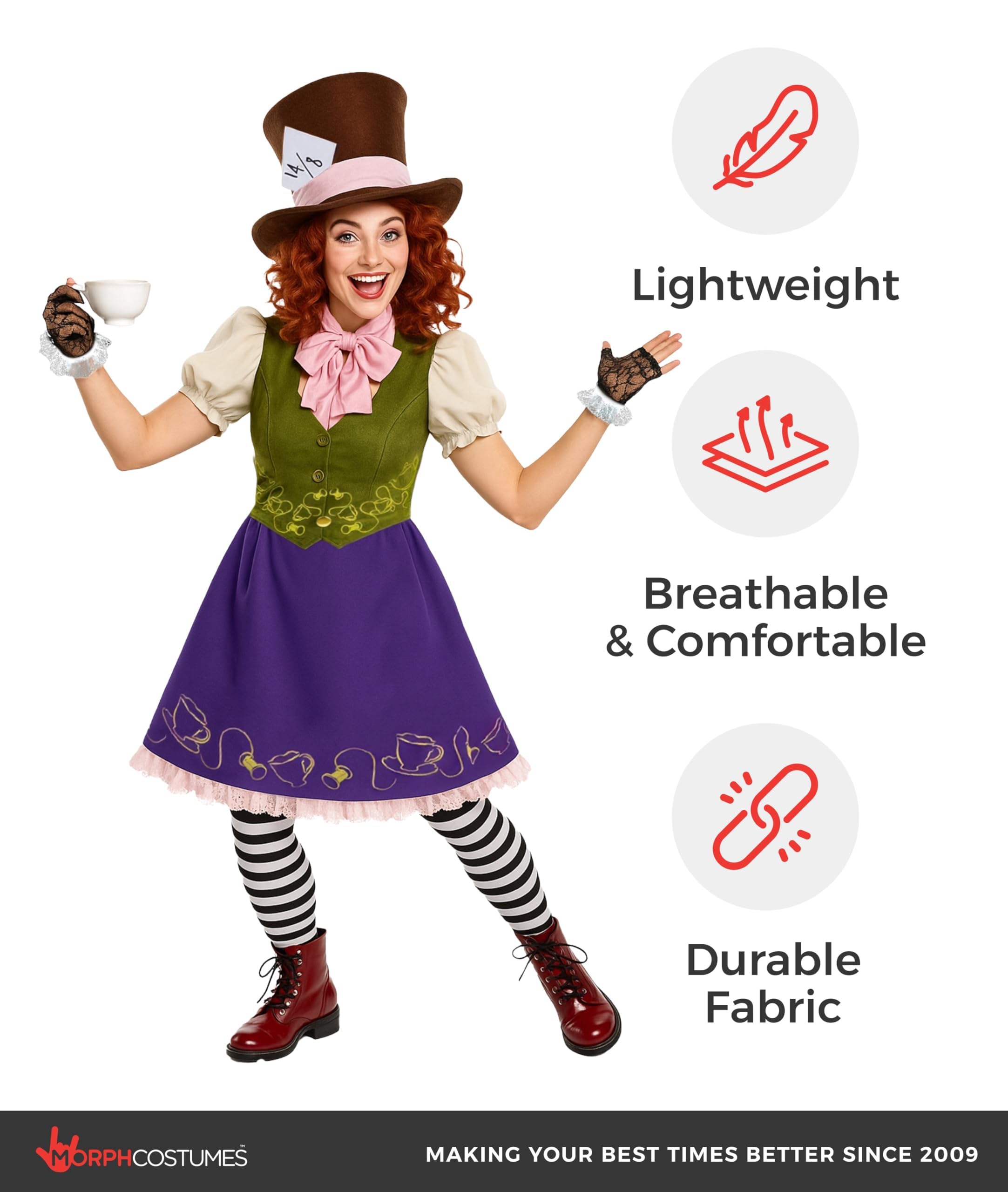 fun shack Hatter Costume for Women, Halloween Teacher Book Character Costume for Adults, Hatter Costumes for Women - Image 7