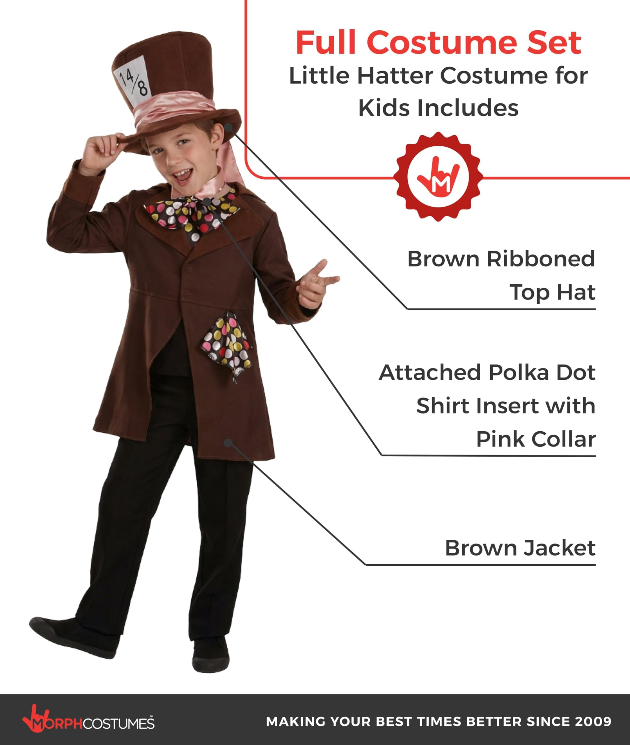 fun shack Hatter Costume Kids, Hatter Costume, Book Character Costumes For Kids Boys, Small - Image 2