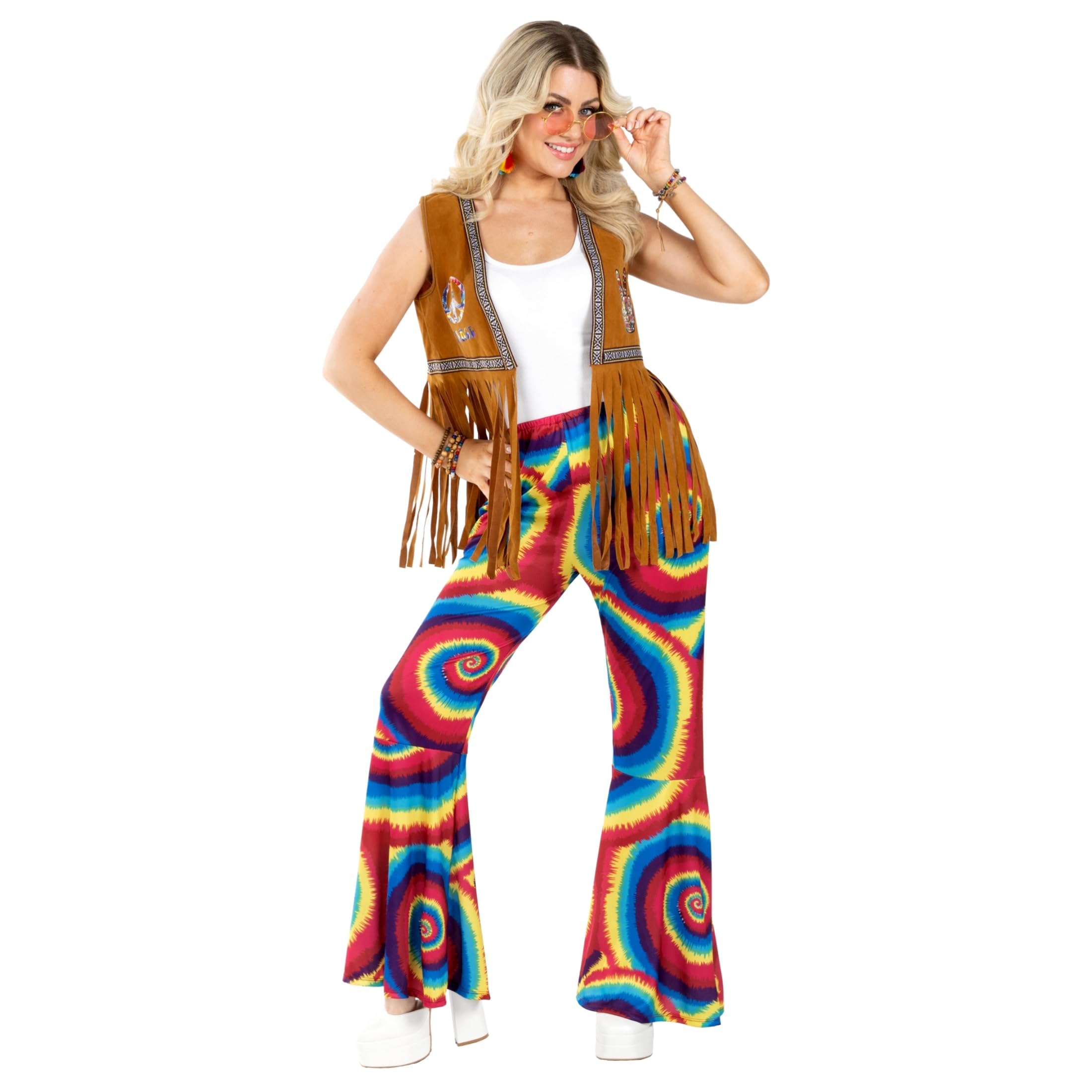 fun shack Hippie Costume Pants for Women, 70s Bell Bottoms, Retro Hippie Outfit, Festival Wear, Boho Style