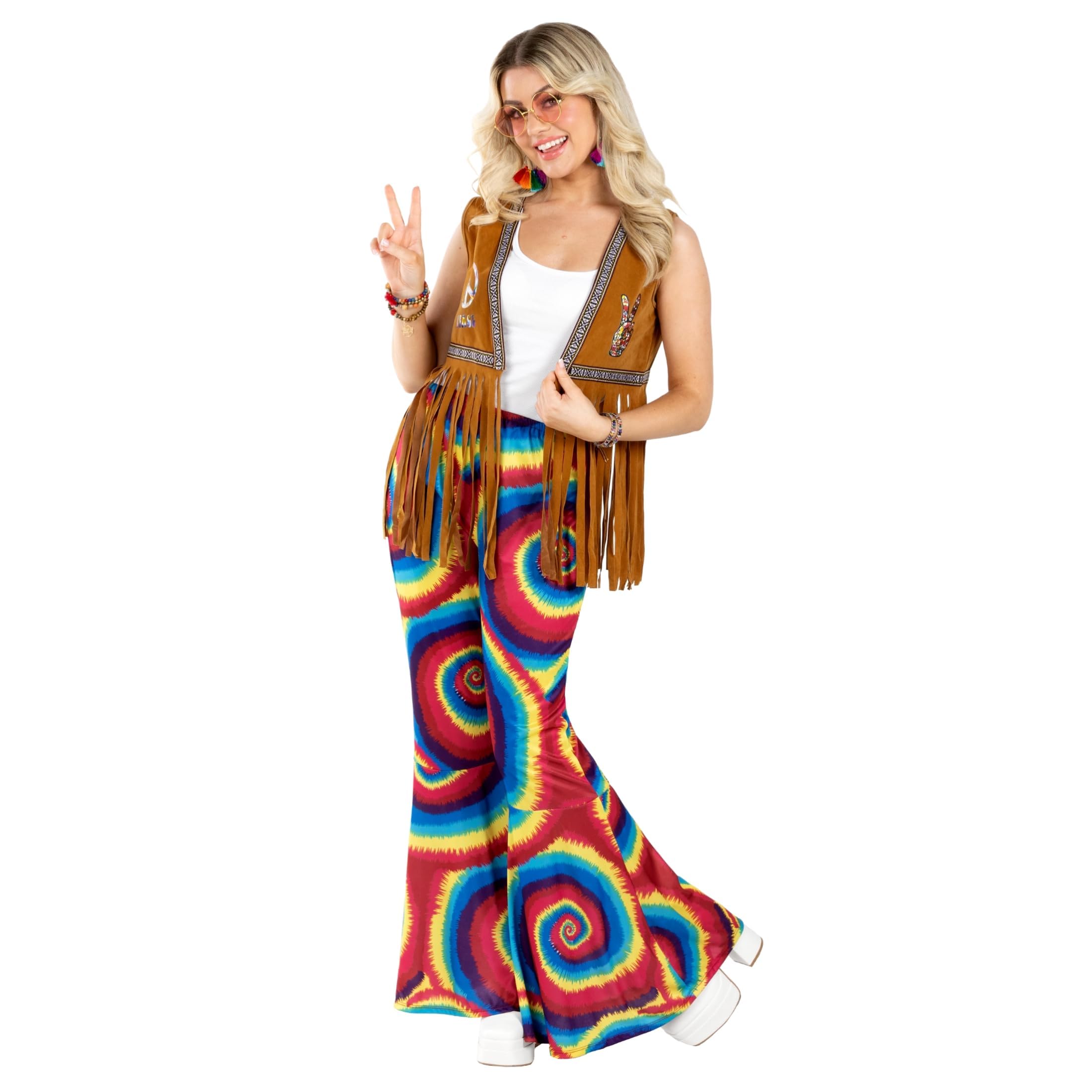 fun shack Hippie Costume Pants for Women, 70s Bell Bottoms, Retro Hippie Outfit, Festival Wear, Boho Style - Image 2