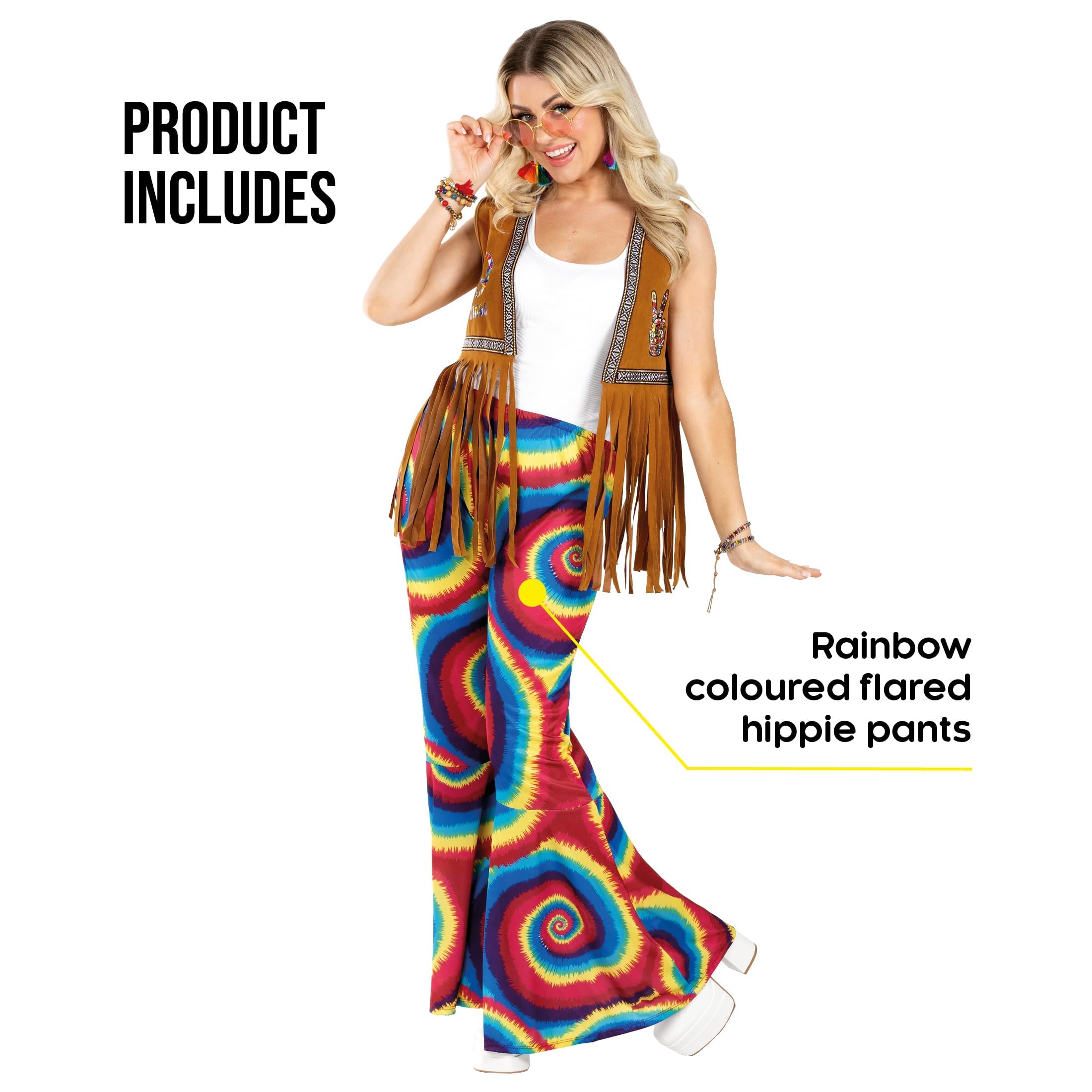 fun shack Hippie Costume Pants for Women, 70s Bell Bottoms, Retro Hippie Outfit, Festival Wear, Boho Style - Image 5