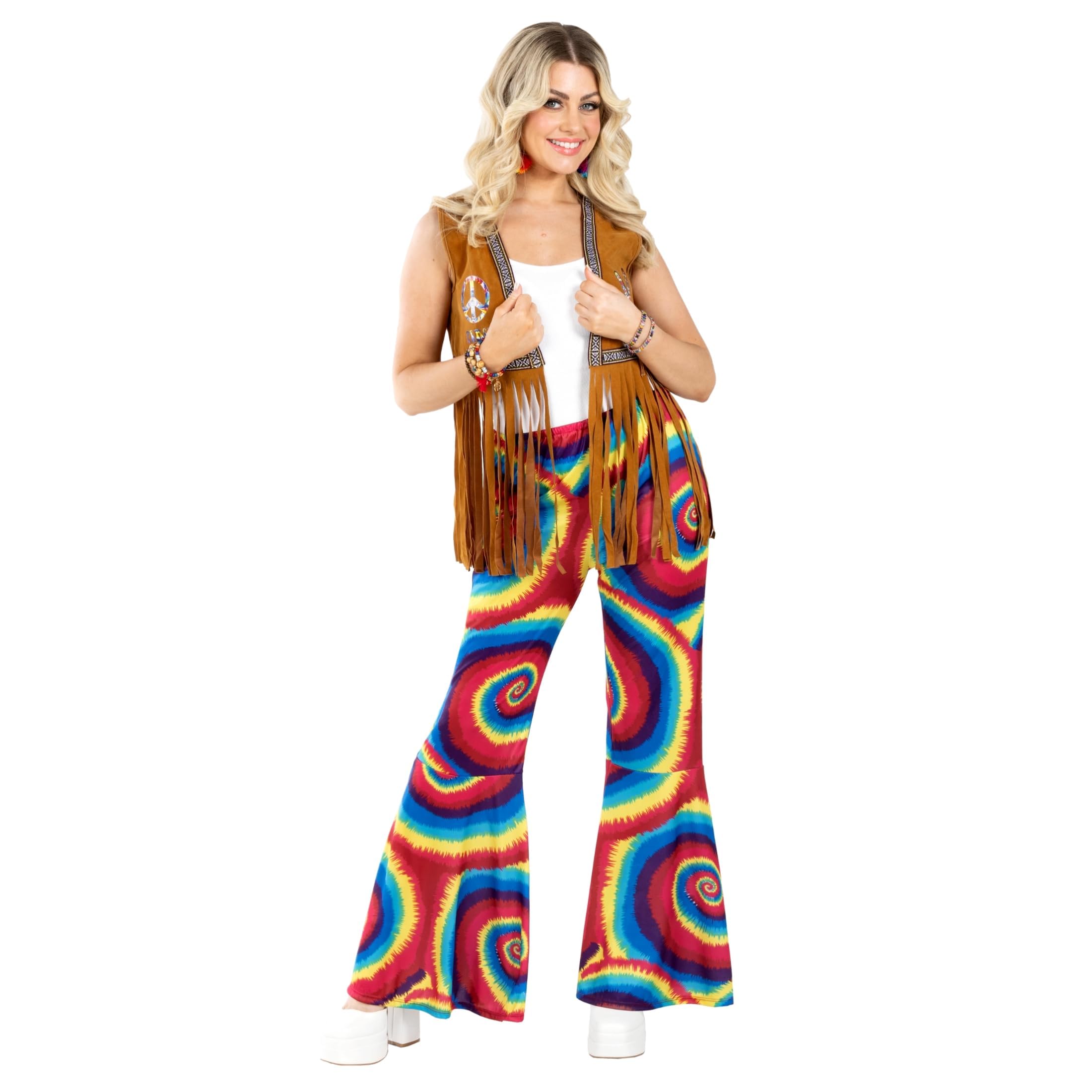 fun shack Hippie Costume Pants for Women, 70s Bell Bottoms, Retro Hippie Outfit, Festival Wear, Boho Style - Image 6