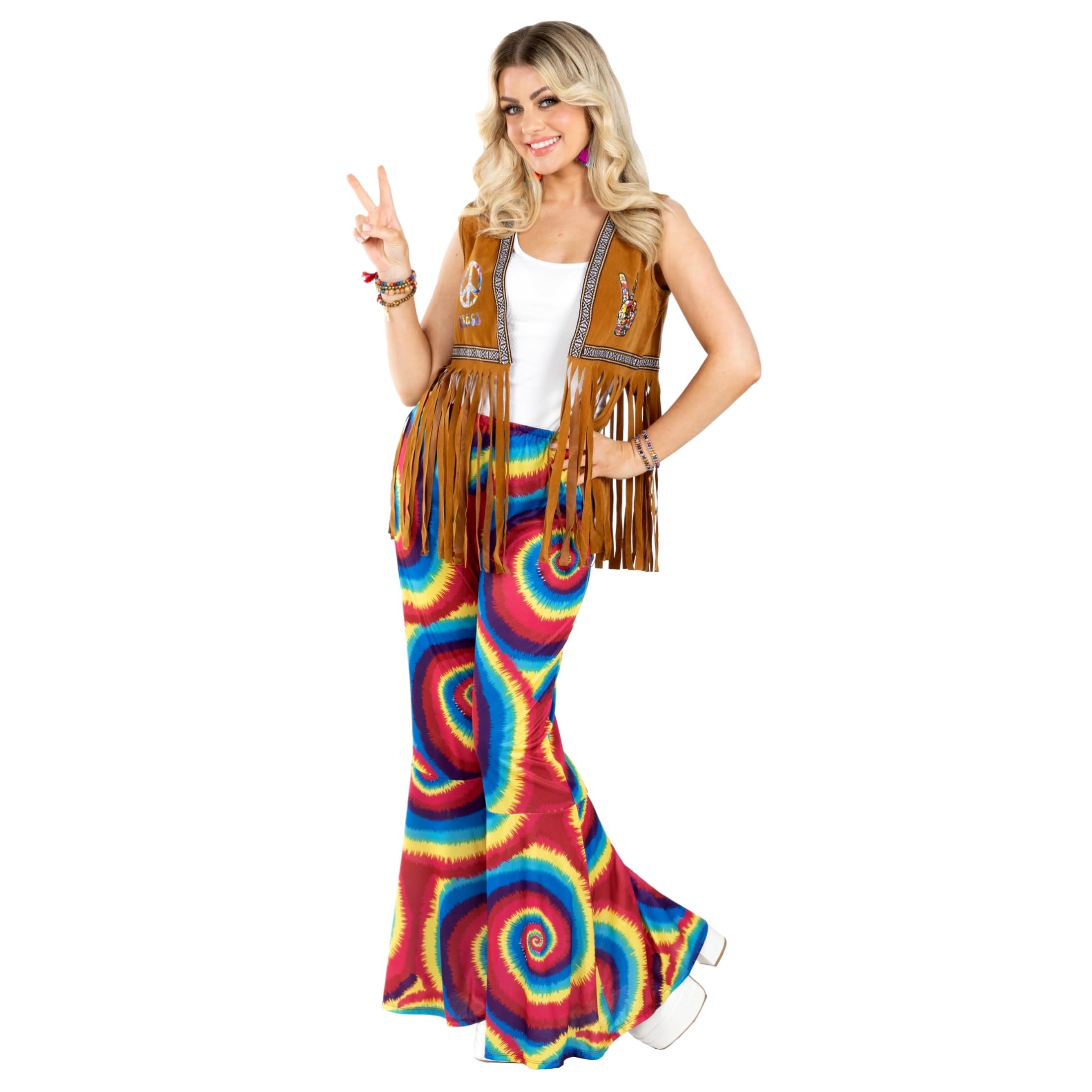 fun shack Hippie Costume Pants for Women, 70s Bell Bottoms, Retro Hippie Outfit, Festival Wear, Boho Style - Image 7