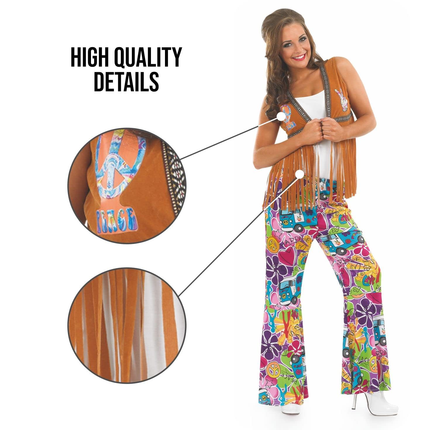 fun shack Hippie Costume Women Fringe Vest, 70's Style Outfit, 60s Inspired Apparel, Bohemian Fringe Top for Women - Image 3