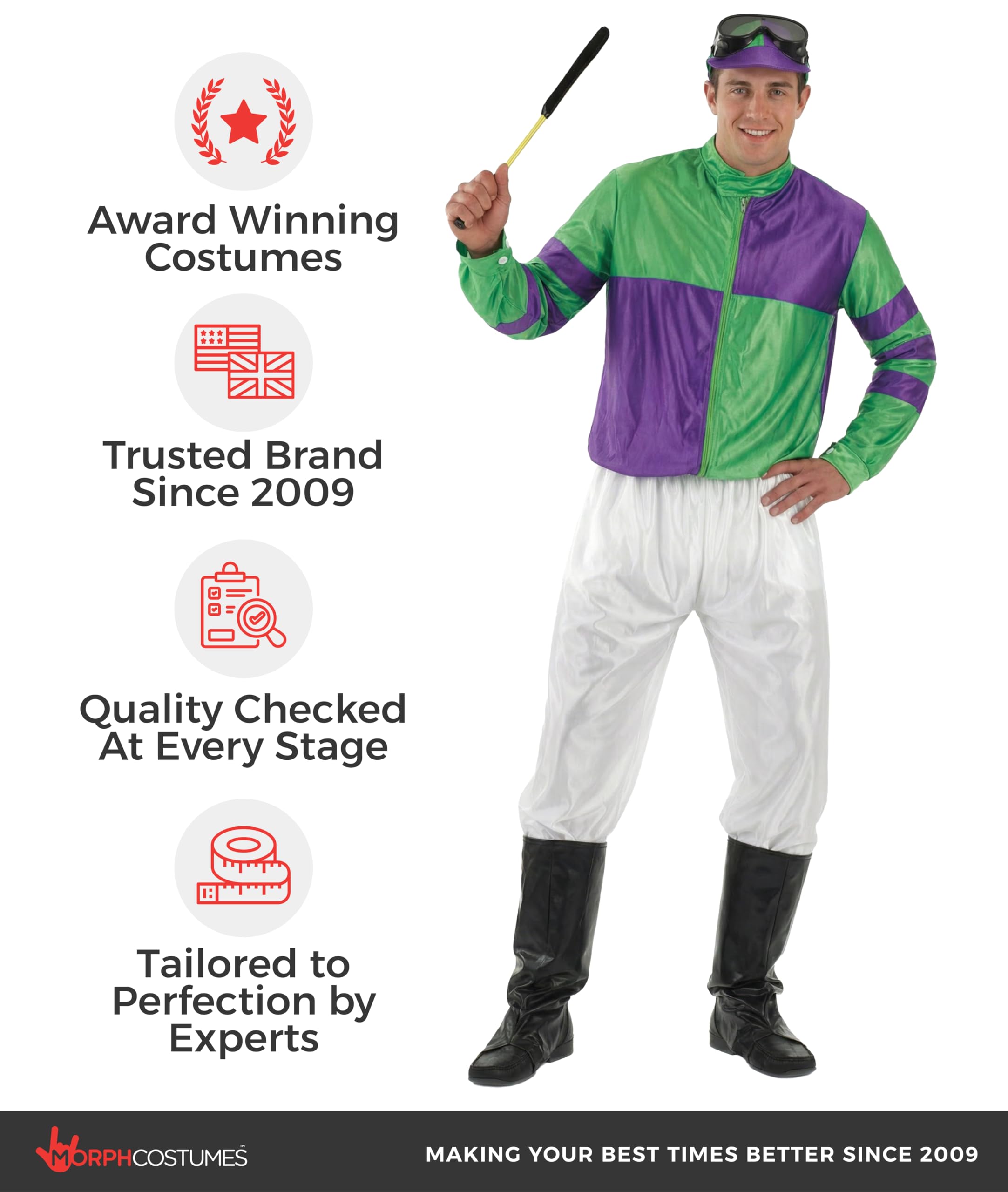 fun shack Horse Jockey Costume for Men, Adult Jockey Halloween Outfit, Equestrian Theme Dress-Up, Race Day Attire - Image 5