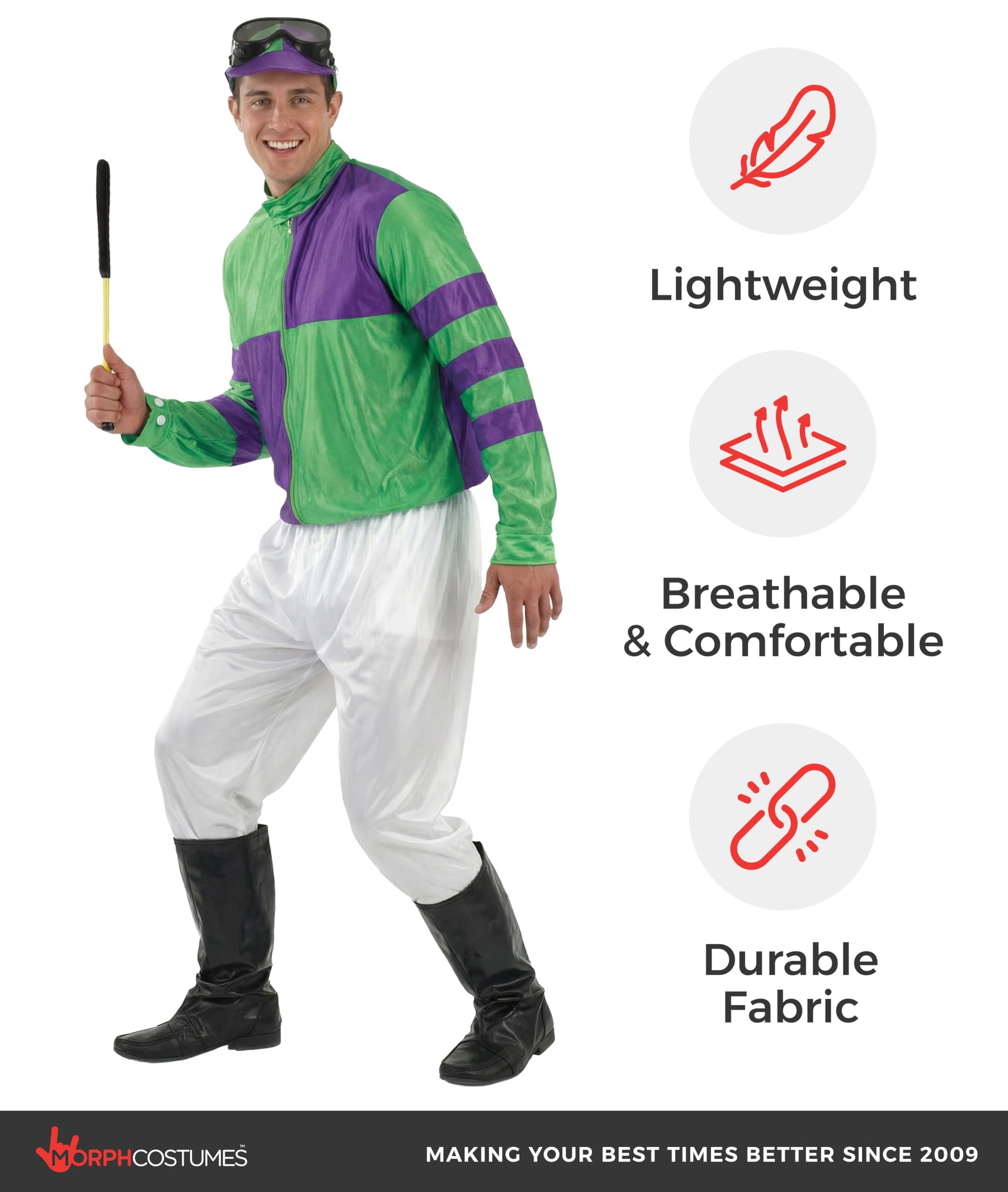 fun shack Horse Jockey Costume for Men, Adult Jockey Halloween Outfit, Equestrian Theme Dress-Up, Race Day Attire - Image 7