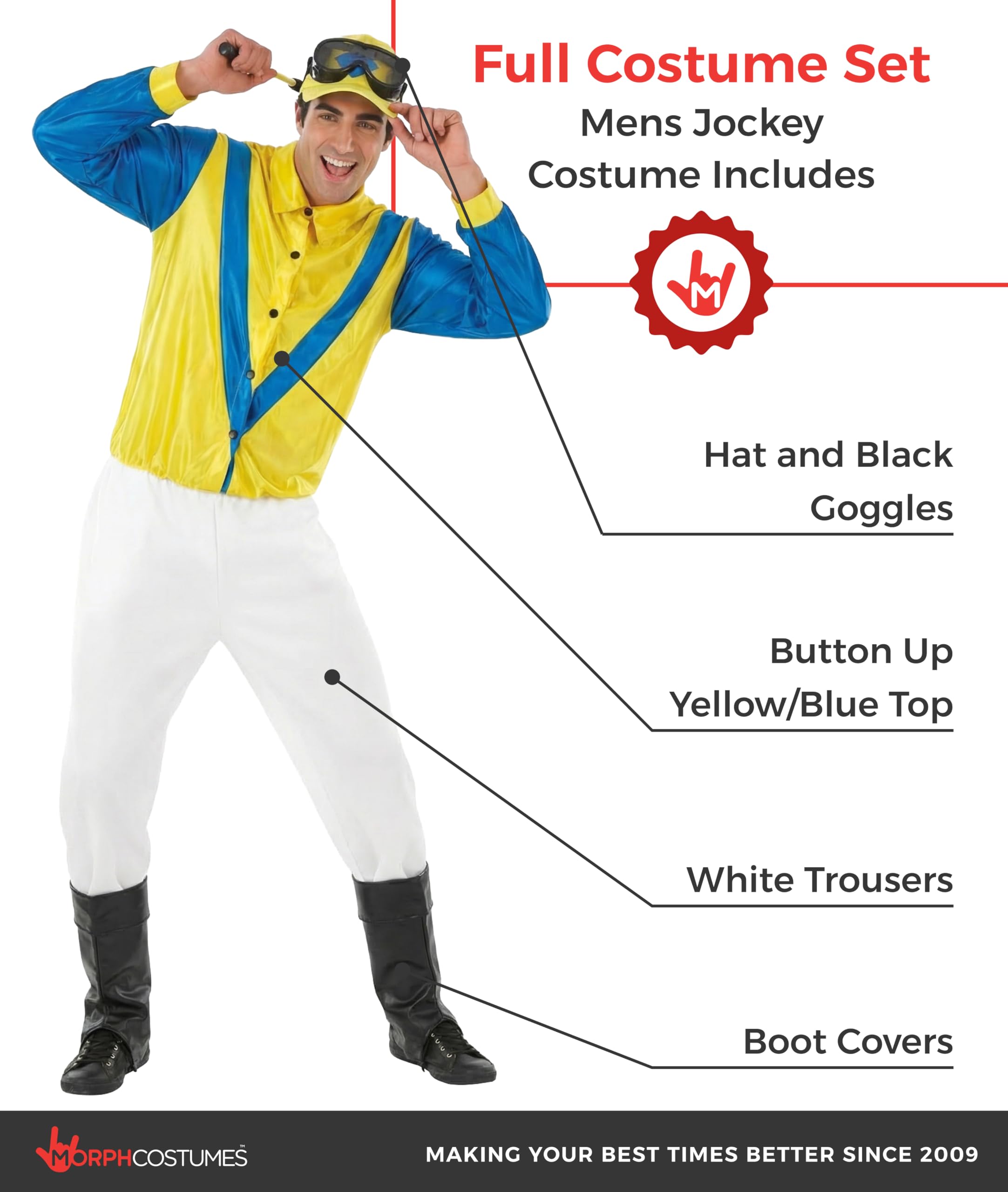 fun shack Horse Jockey Costume for Men, Adult Jockey Halloween Outfit, Equestrian Theme Dress-Up, Race Day Attire - Image 2
