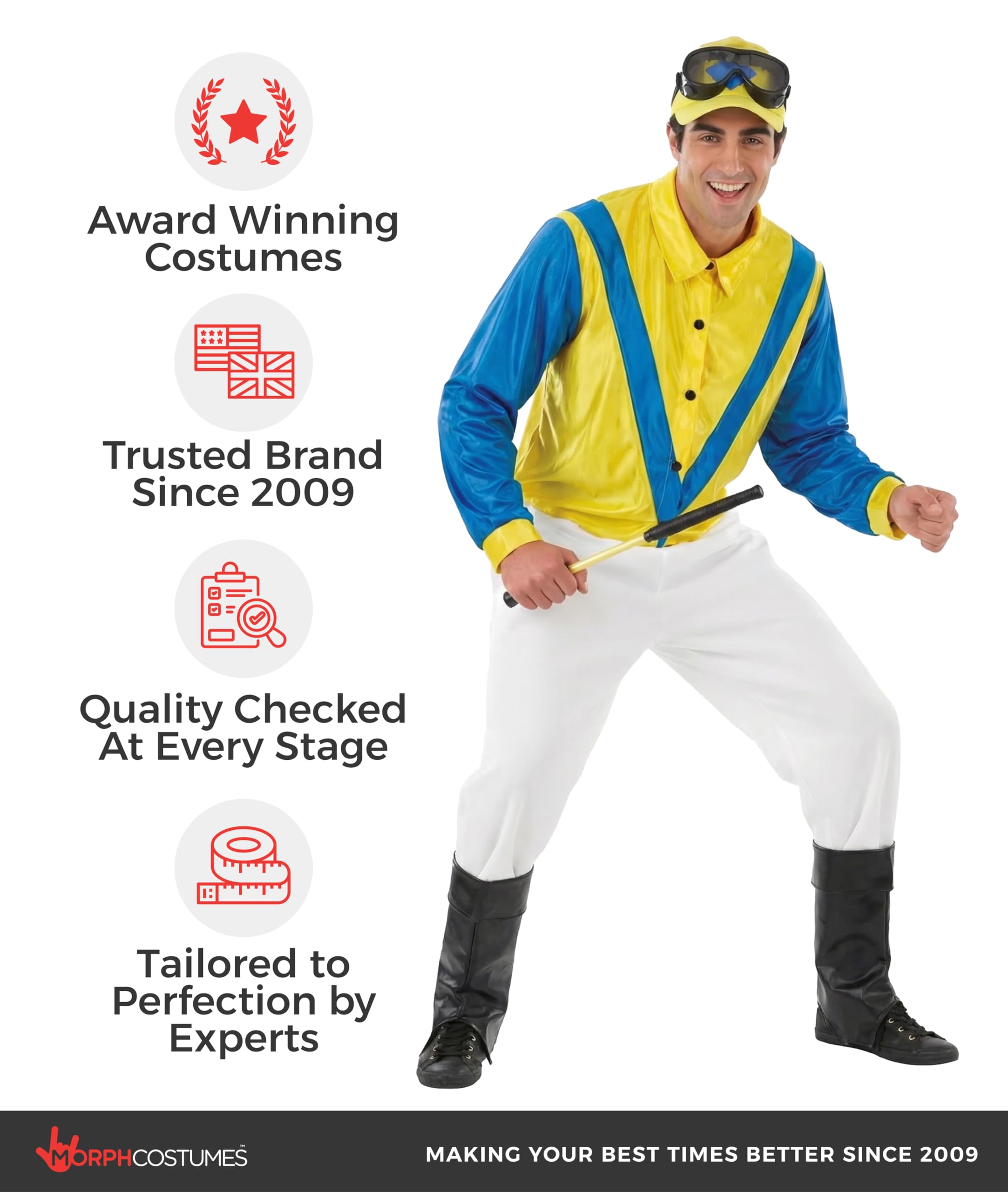 fun shack Horse Jockey Costume for Men, Adult Jockey Halloween Outfit, Equestrian Theme Dress-Up, Race Day Attire - Image 5