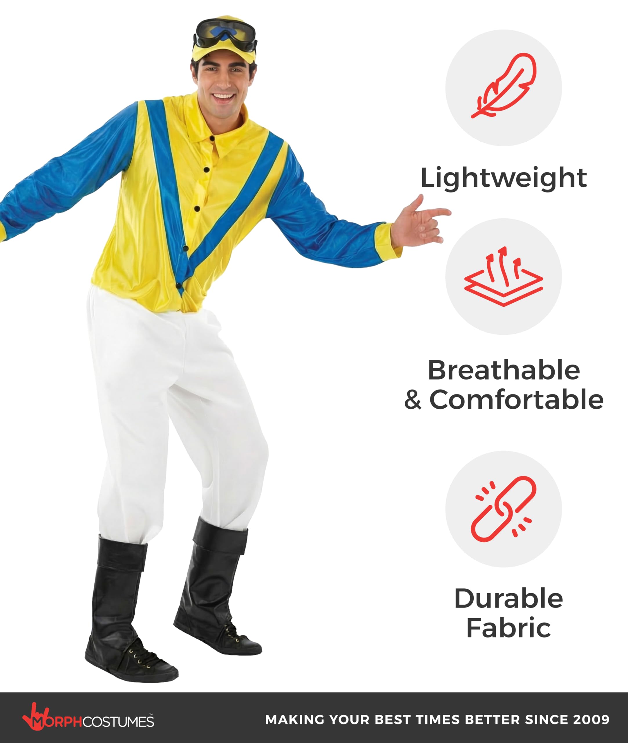 fun shack Horse Jockey Costume for Men, Adult Jockey Halloween Outfit, Equestrian Theme Dress-Up, Race Day Attire - Image 7