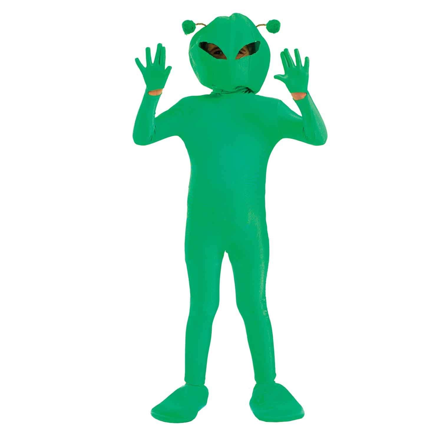 fun shack Kids Alien Costume, Green Alien Outfit for Boys and Girls, Halloween Dress-Up for Kids, Small