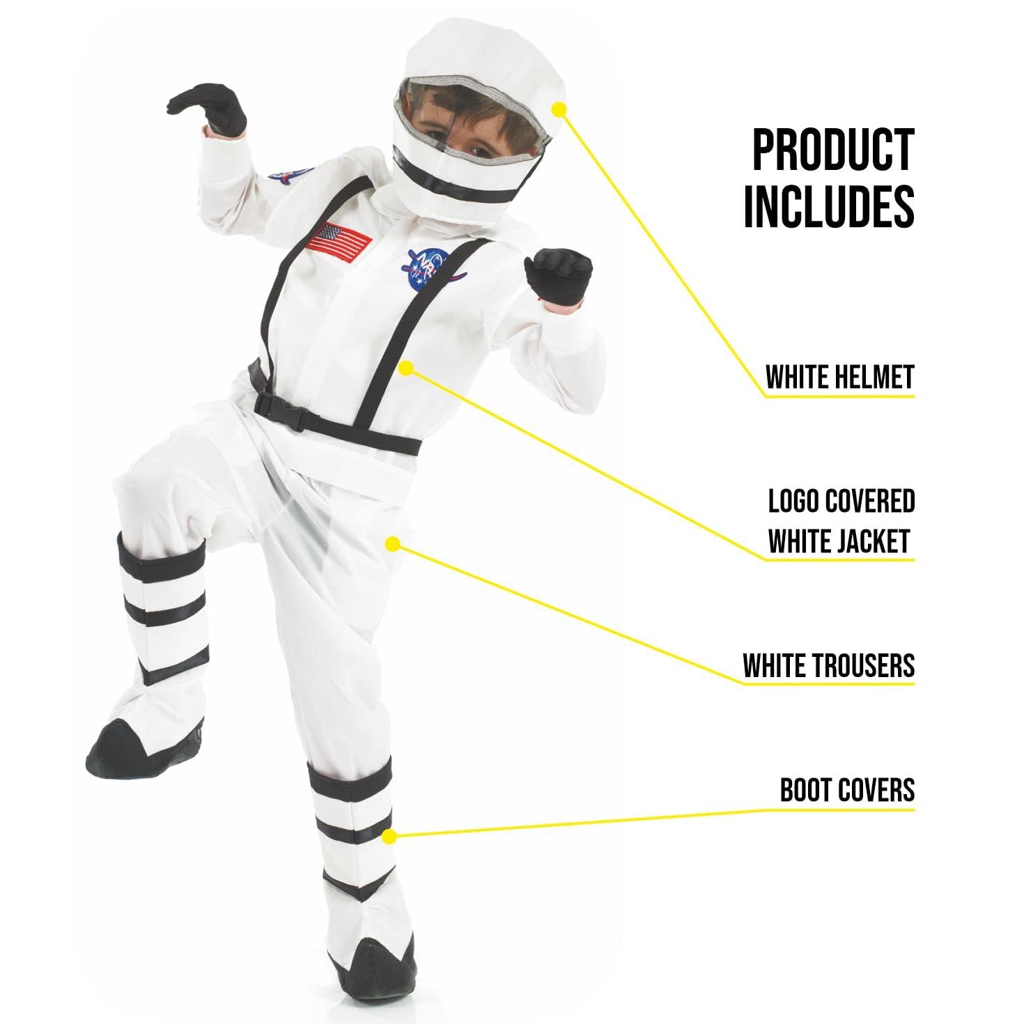 fun shack Kids Astronaut Costume With Helmet, NASA Space Outfit For Boys And Girls, Ideal For Dress Up And Parties - Image 2