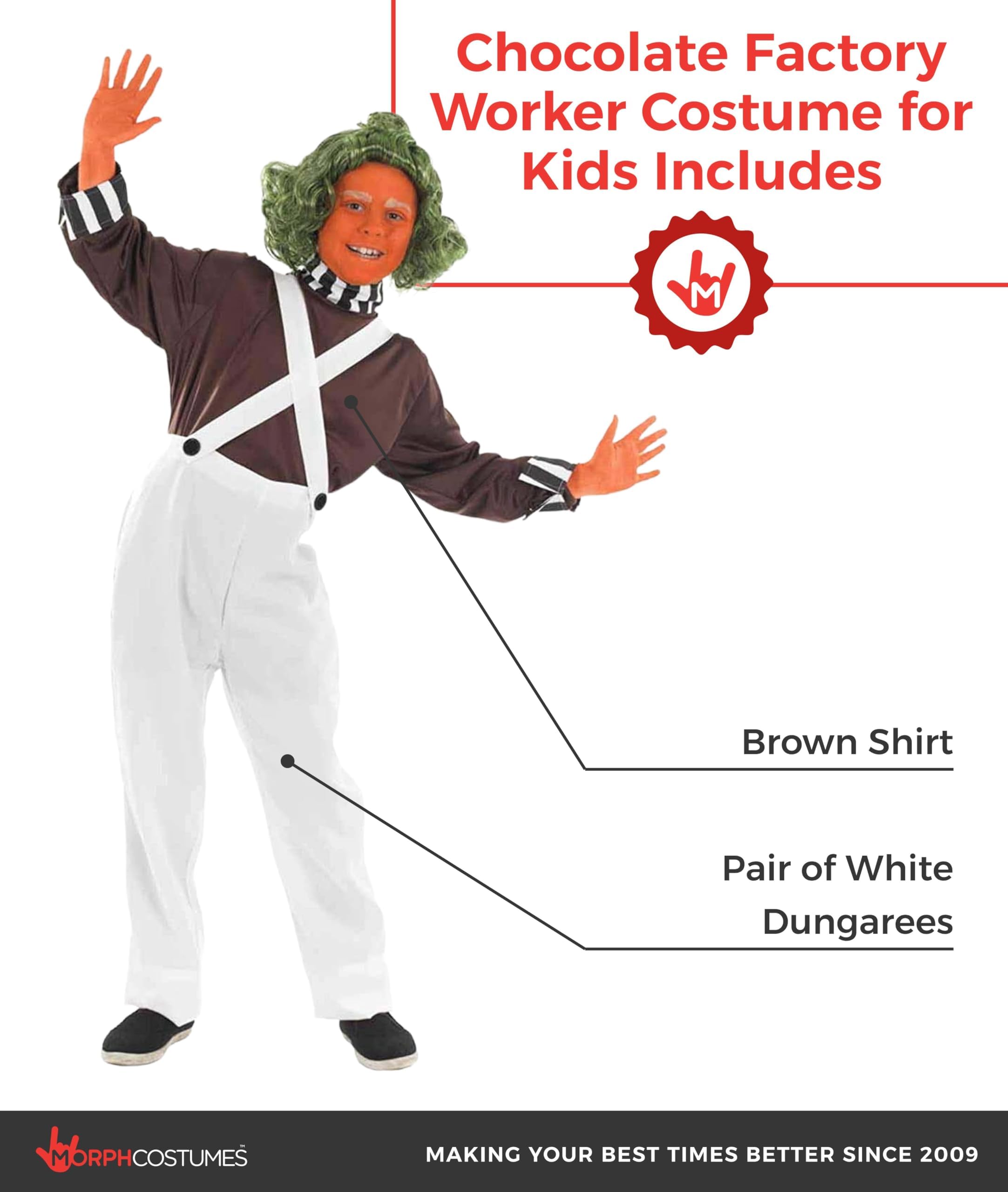 fun shack Kids Chocolate Factory Worker Costume, Movie Character Chocolate Factory Outfit, Book Characters Costumes for Kids - Image 2