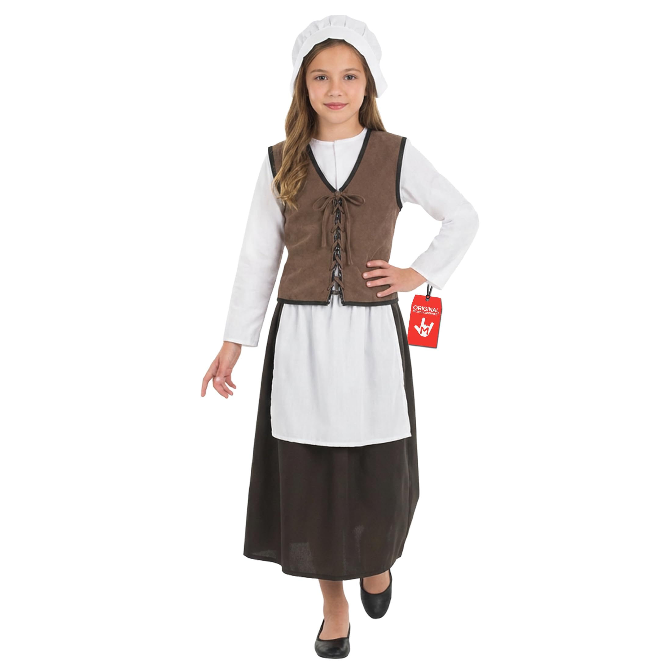 fun shack Kids Colonial Costume Girls, Tudor Kitchen Dress, Medieval Renaissance Outfit, Pilgrim Attire for Girls, Medium