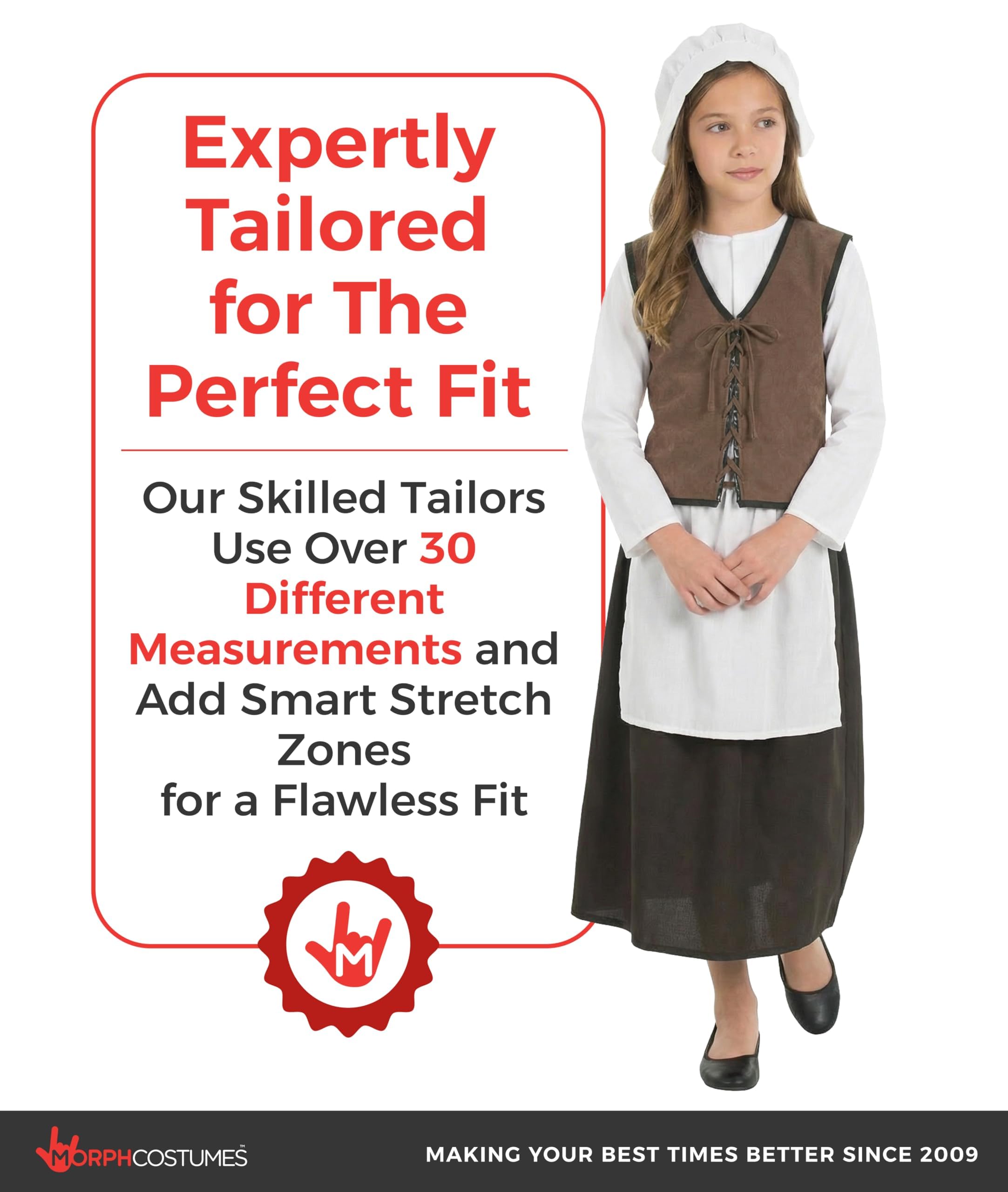 fun shack Kids Colonial Costume Girls, Tudor Kitchen Dress, Medieval Renaissance Outfit, Pilgrim Attire for Girls, Medium - Image 7