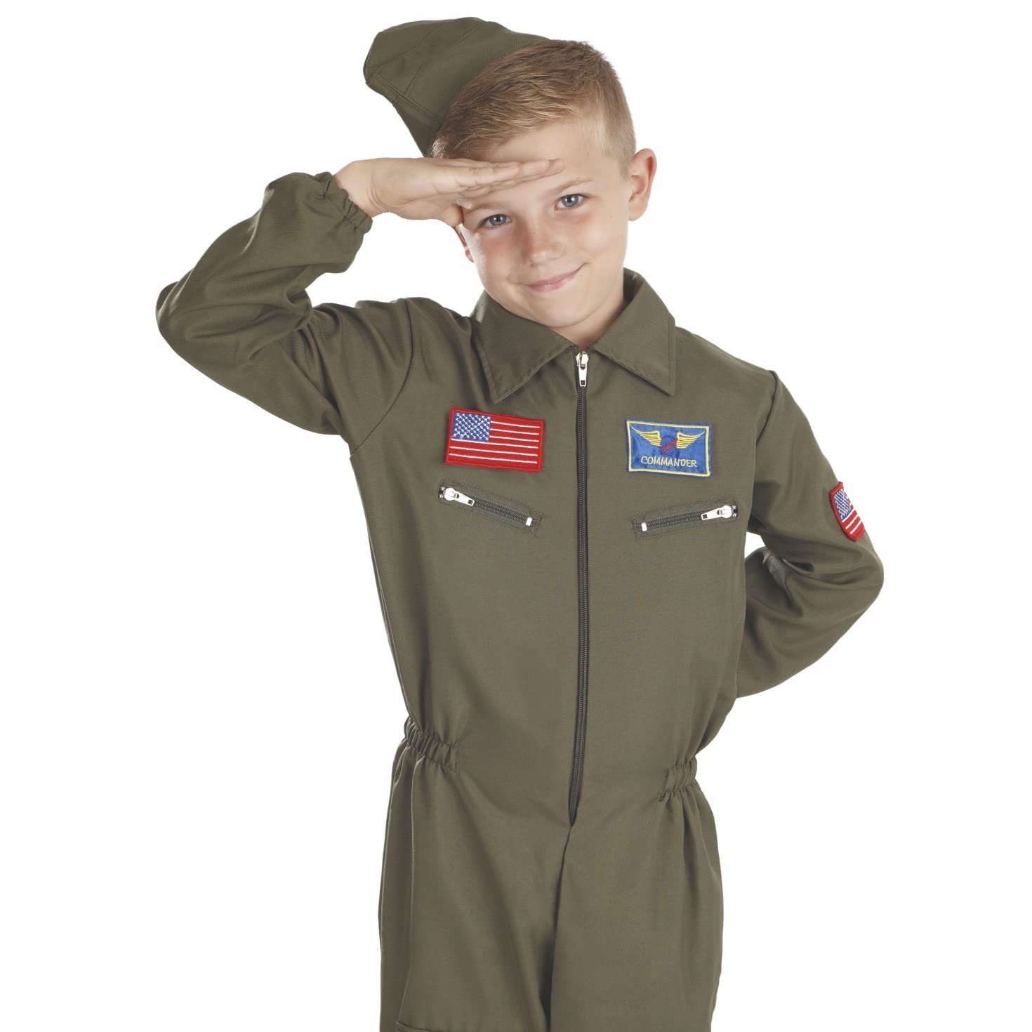 fun shack Kids Flight Suit Pilot Costume, Air Force Fighter Pilot WW2 Costume Kids, Boys Halloween Costumes, Small - Image 3