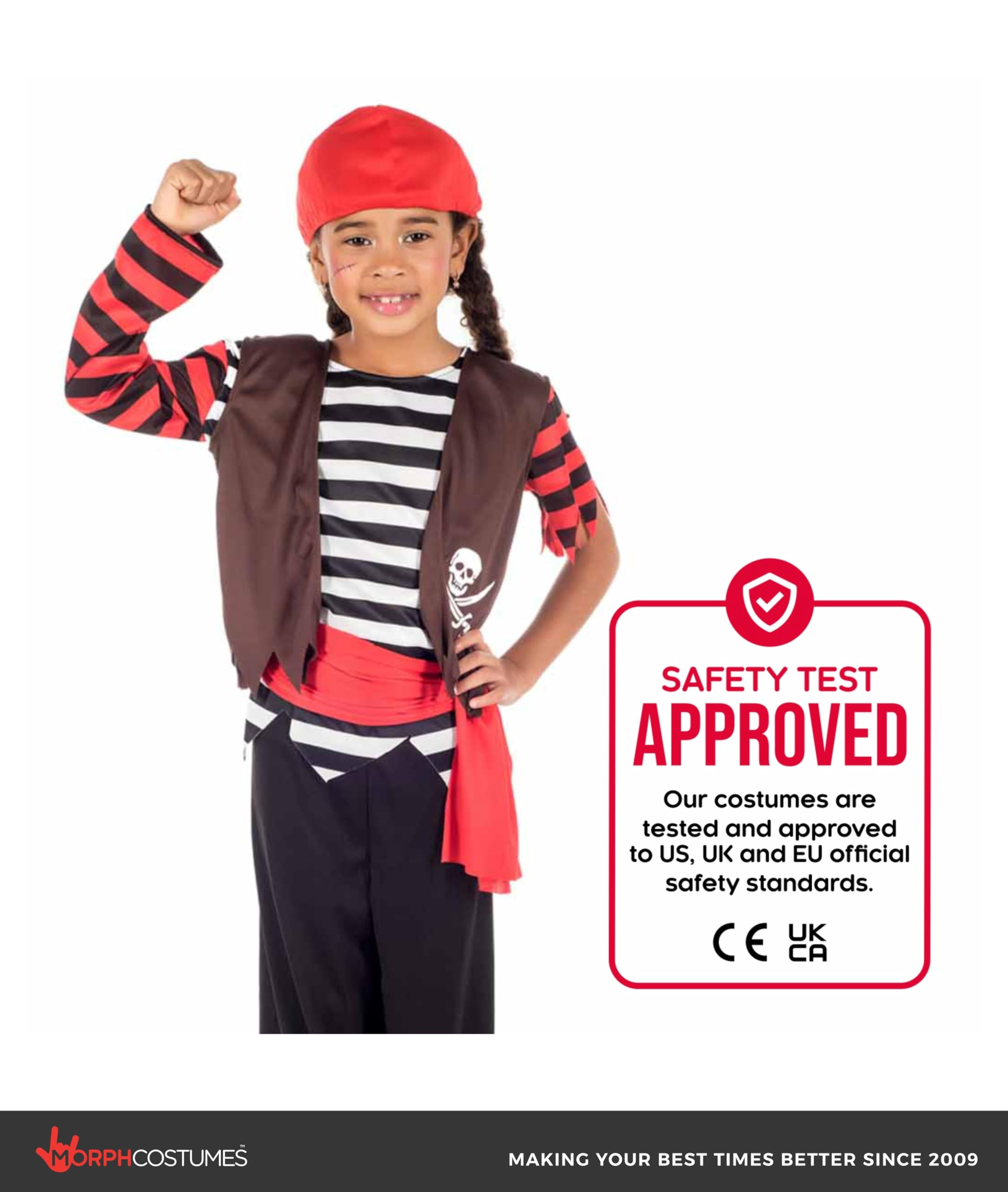 fun shack Kids Pirate Costume Childrens Sea Captain First Mate Stripey Outfit - Large - Image 3