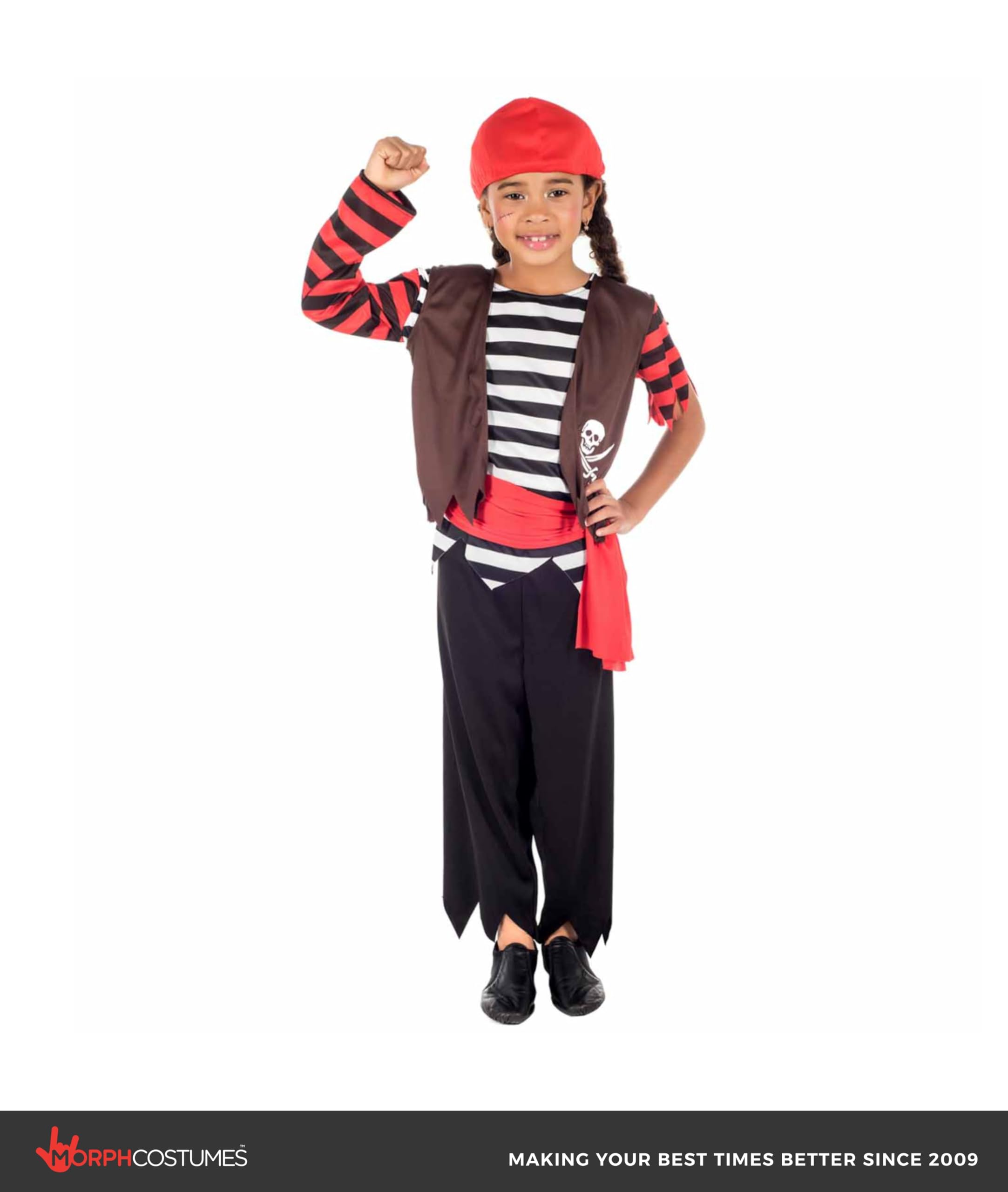 fun shack Kids Pirate Costume Childrens Sea Captain First Mate Stripey Outfit - Large - Image 4