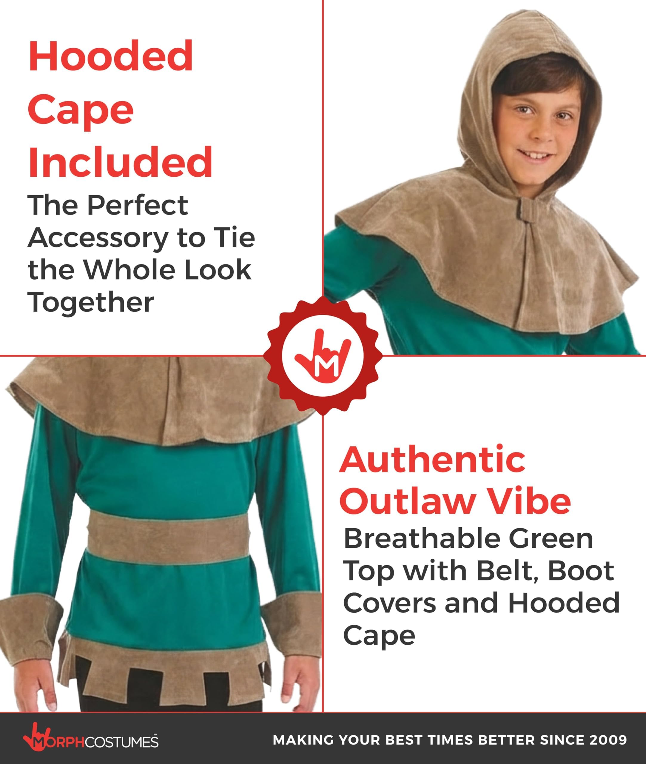 fun shack Kids Robin Hood Costume, Boys Archer Outfit, Robinhood Dress Up, Kids Archer Dress, Adventure Costume - Image 3