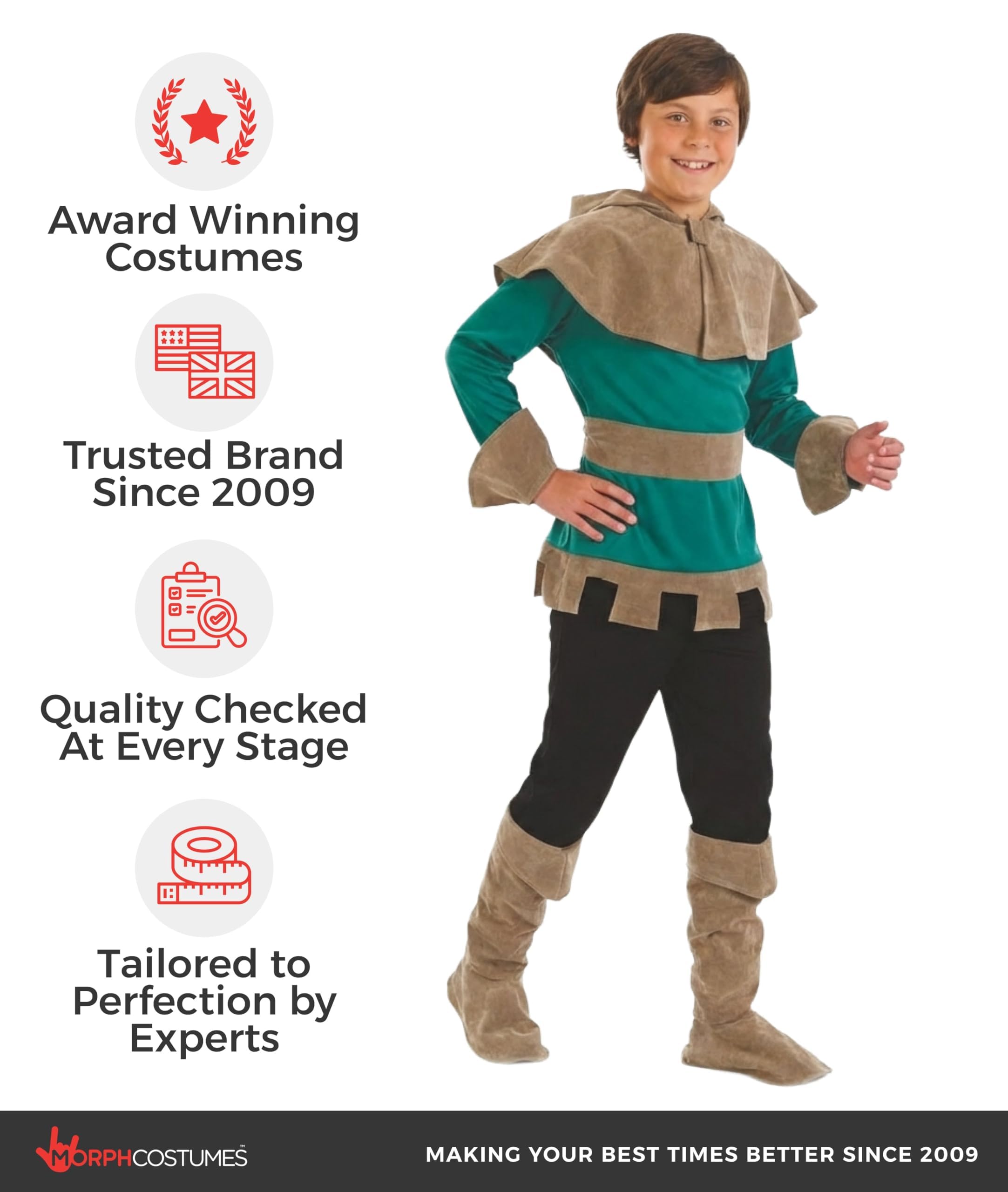 fun shack Kids Robin Hood Costume, Boys Archer Outfit, Robinhood Dress Up, Kids Archer Dress, Adventure Costume - Image 5