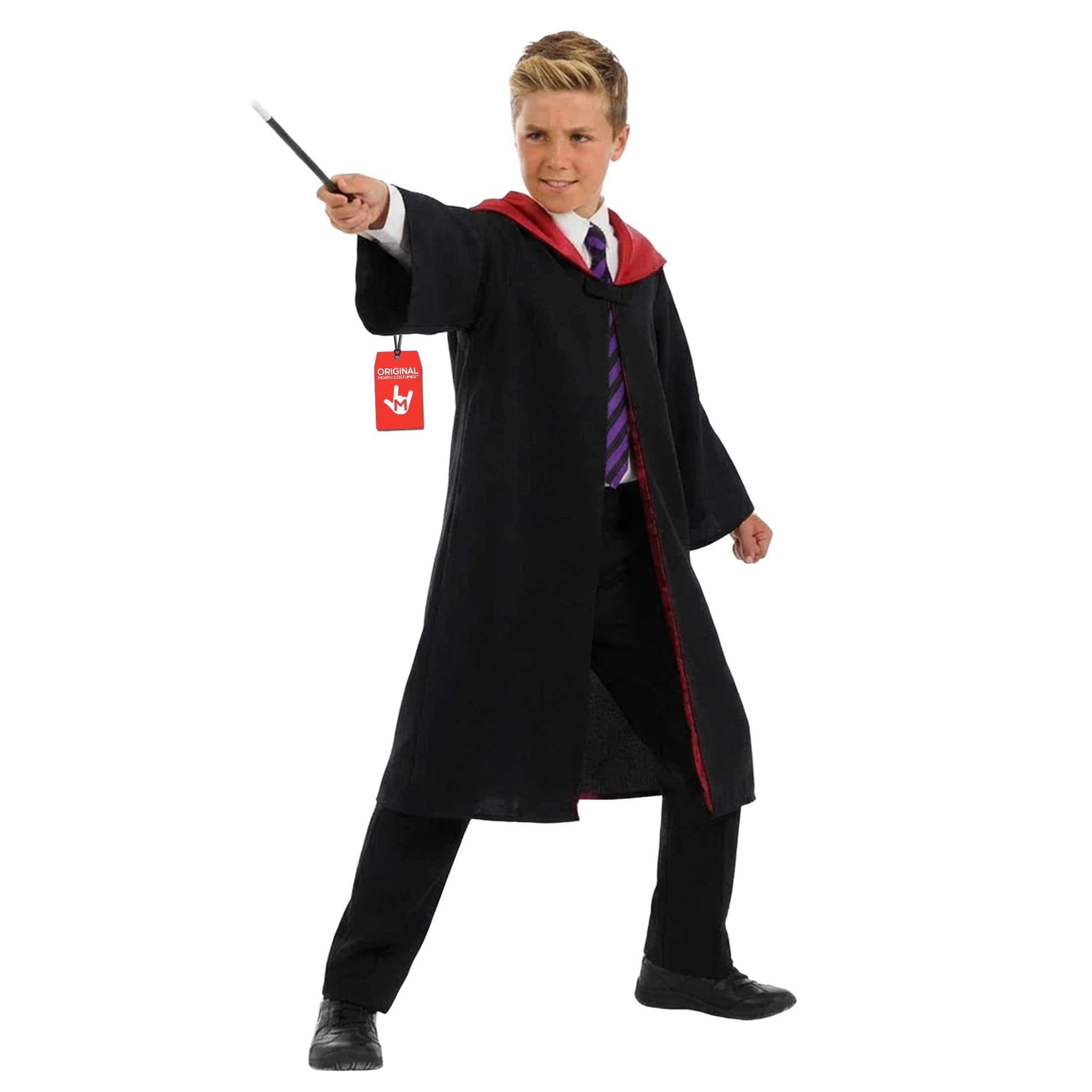 fun shack Kids Wizard Costume, Black Wizard Robe Kids with Wand, Boys Wizards Robe, Wizards Outfit Kid