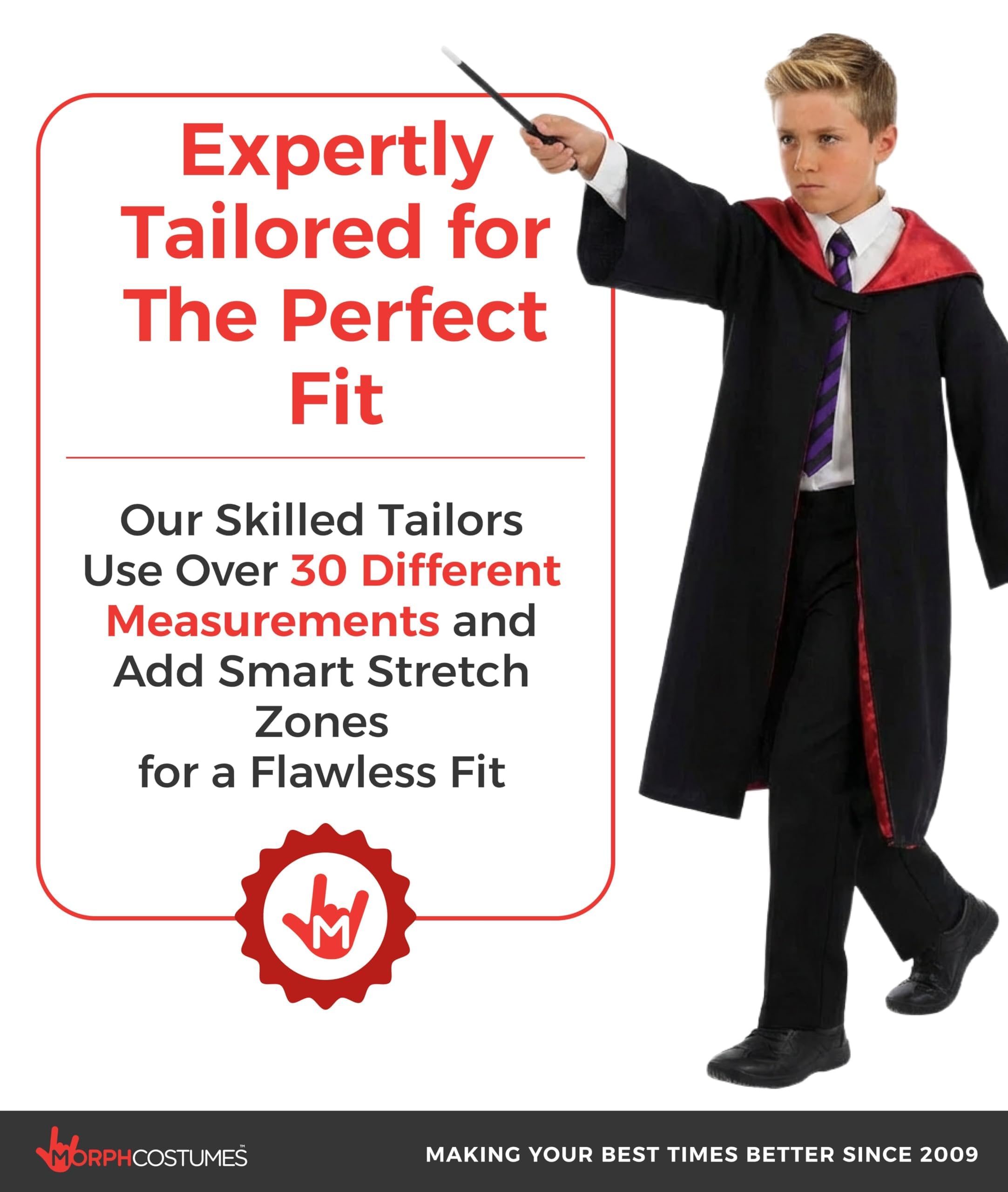 fun shack Kids Wizard Costume, Black Wizard Robe Kids with Wand, Boys Wizards Robe, Wizards Outfit Kid - Image 7