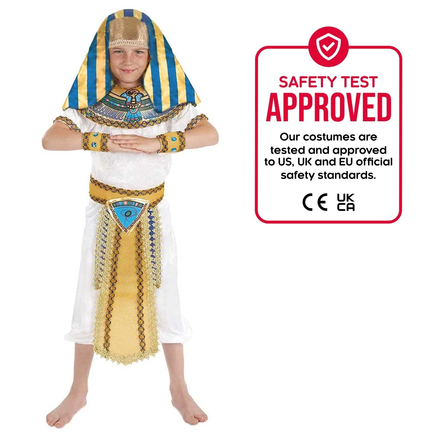 fun shack King Tut Costume Kids, Egyptian Costumes for Boys, Pharaoh Costume Boys, Book Characters Costumes for Kids, Medium - Image 4