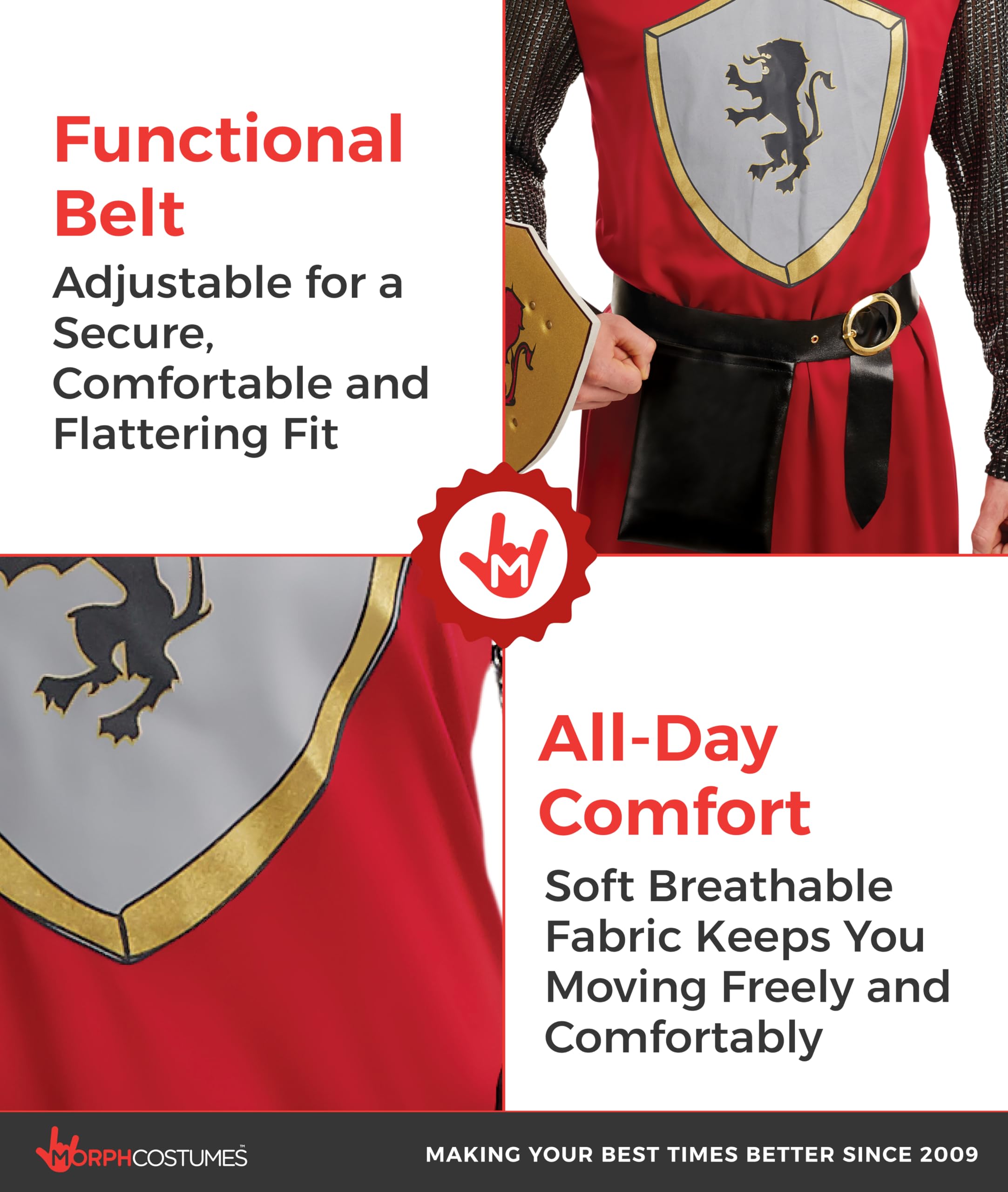 fun shack Knight Costume Men, Medieval Knight Costume Men, Mens Knights Costumes, Crusader Outfit, Halloween Costumes Adult - Image 3