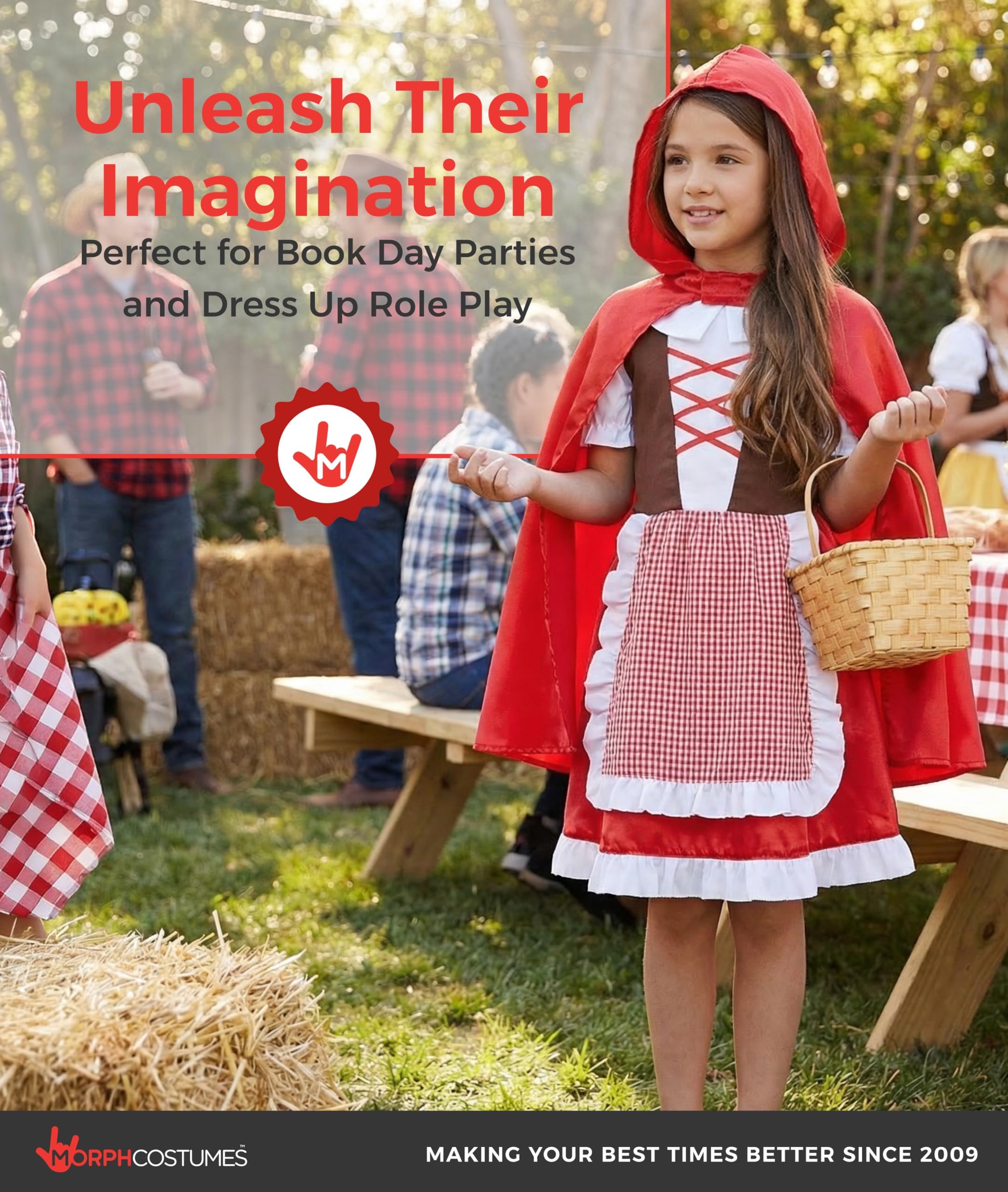 fun shack Little Red Riding Hood Costume Kids, Red Riding Hood Costume for Girls, Book Characters Costumes for Kids, Small - Image 6