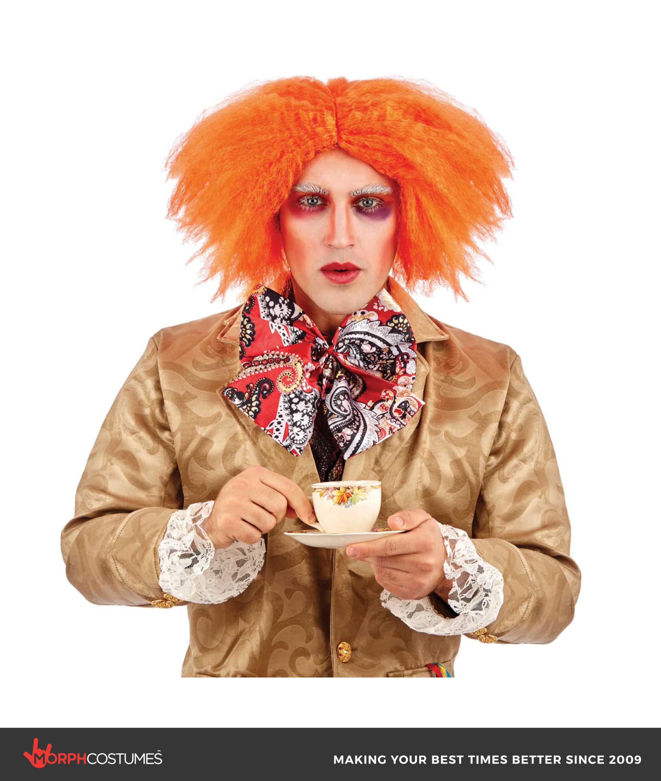 fun shack Mad Orange Curly Wig Short for Men, Orange Curly Hair Wig for Adult, Mad Wigs and Hat - Image 3