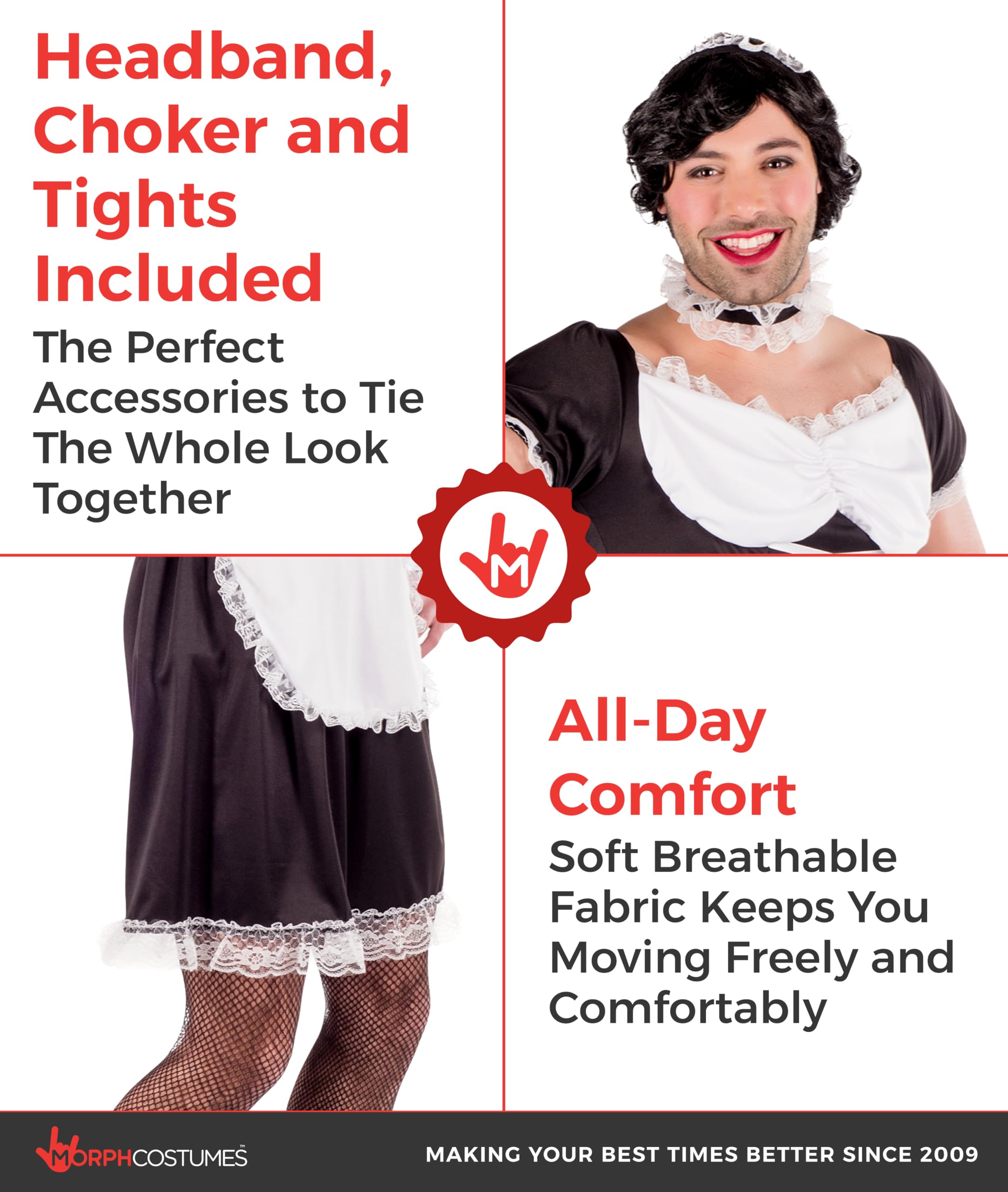 Fun Shack Maid Outfit for Men, Male Uniform, French Maid Costume, Party Dress Up - Image 3