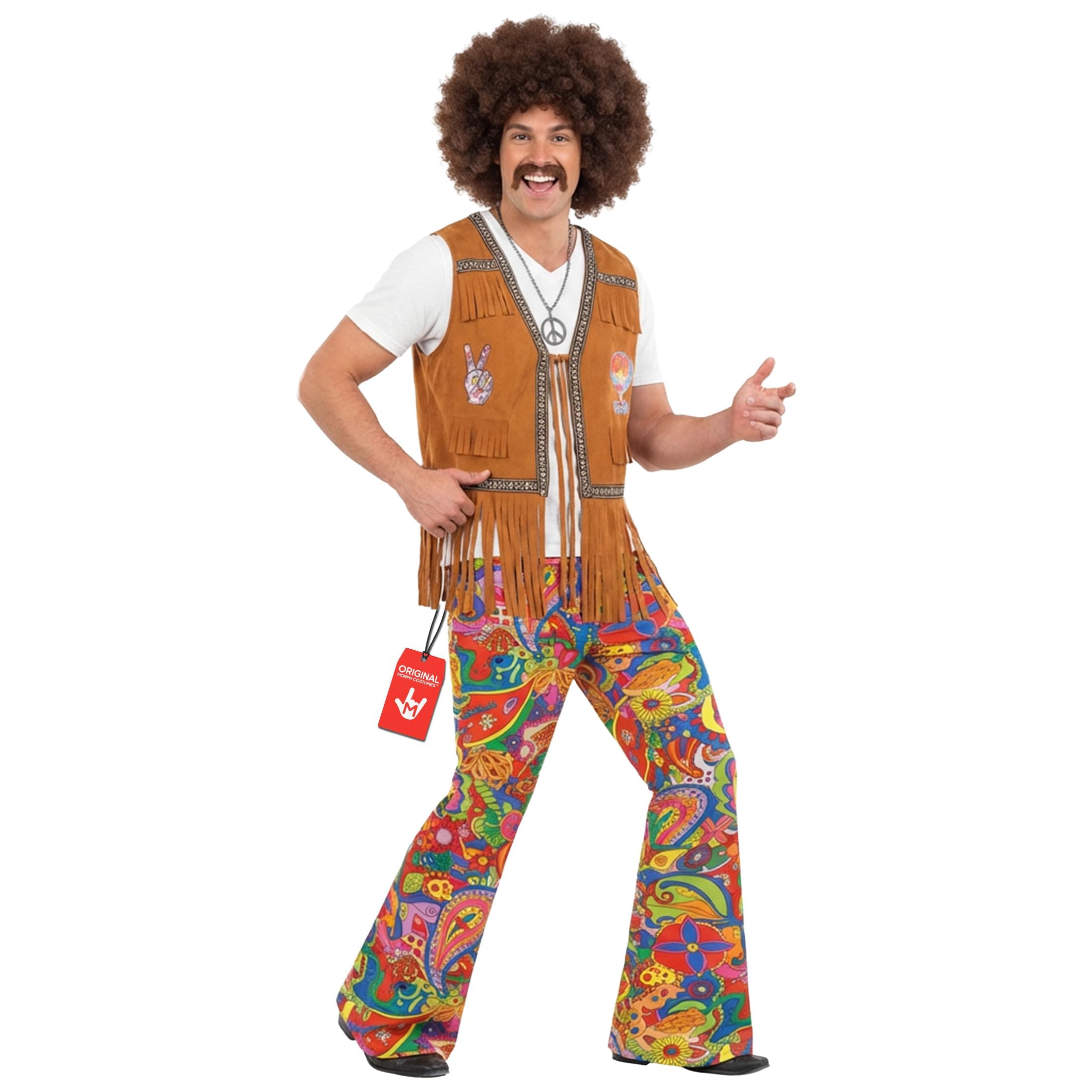 fun shack Men's Hippie Flared Pants, 70s Bell Bottom Costume, Polyester, Medium, Large, XL
