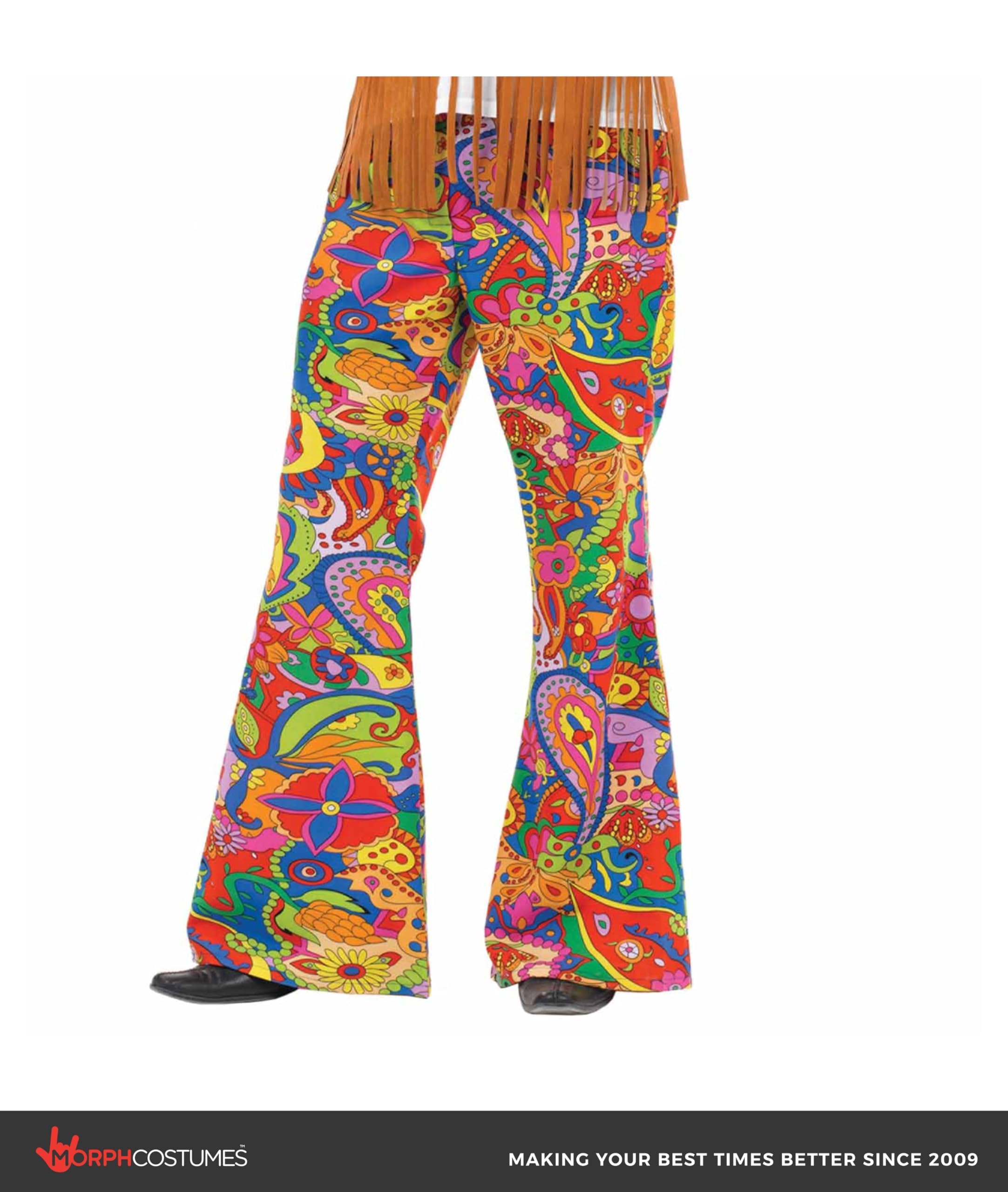 fun shack Men's Hippie Flared Pants, 70s Bell Bottom Costume, Polyester, Medium, Large, XL - Image 3