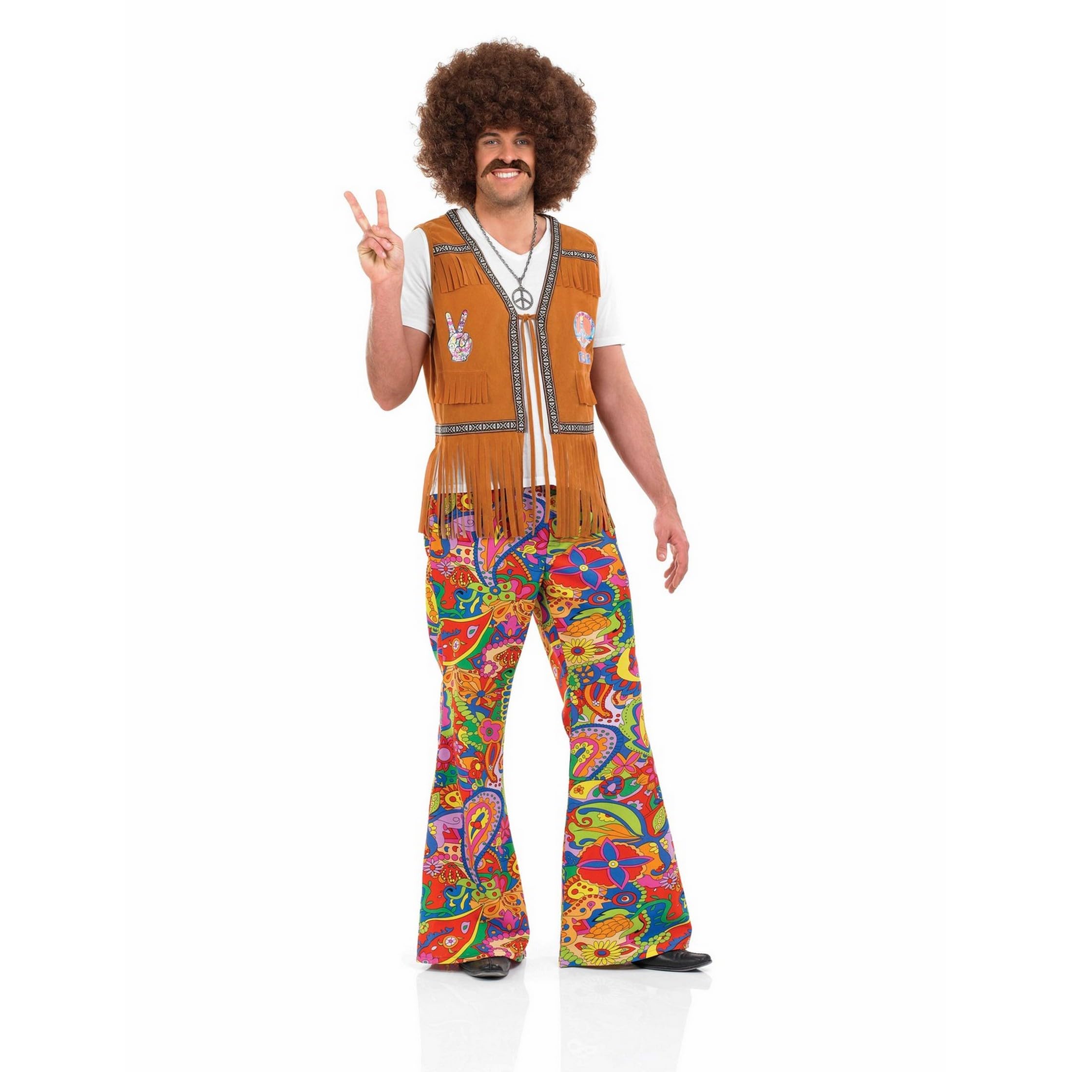 fun shack Men's Hippie Flared Pants, 70s Bell Bottom Costume, Polyester, Medium, Large, XL - Image 5