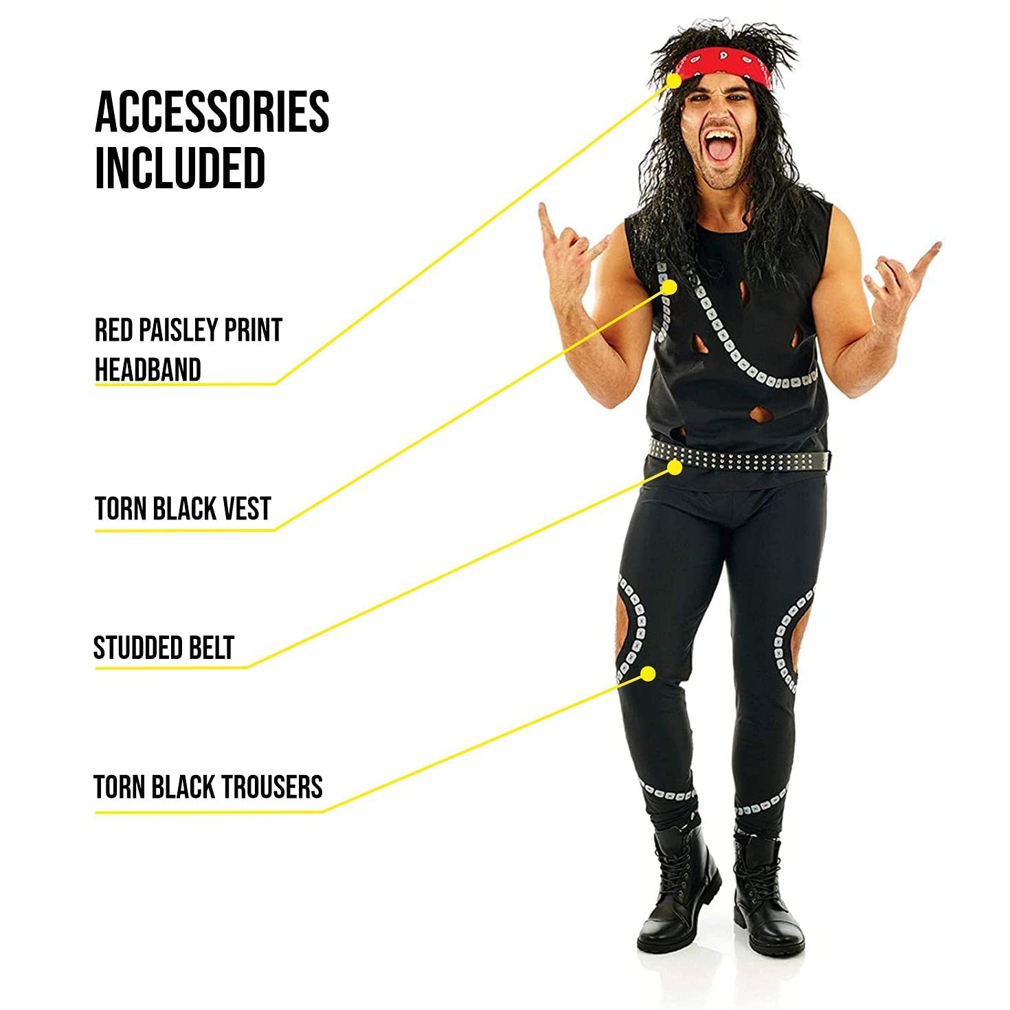 fun shack Mens 80s Rocker Costume, Rocker Halloween Costume Men, 80s Rock Costume, 80's Rocker Mens - Image 3