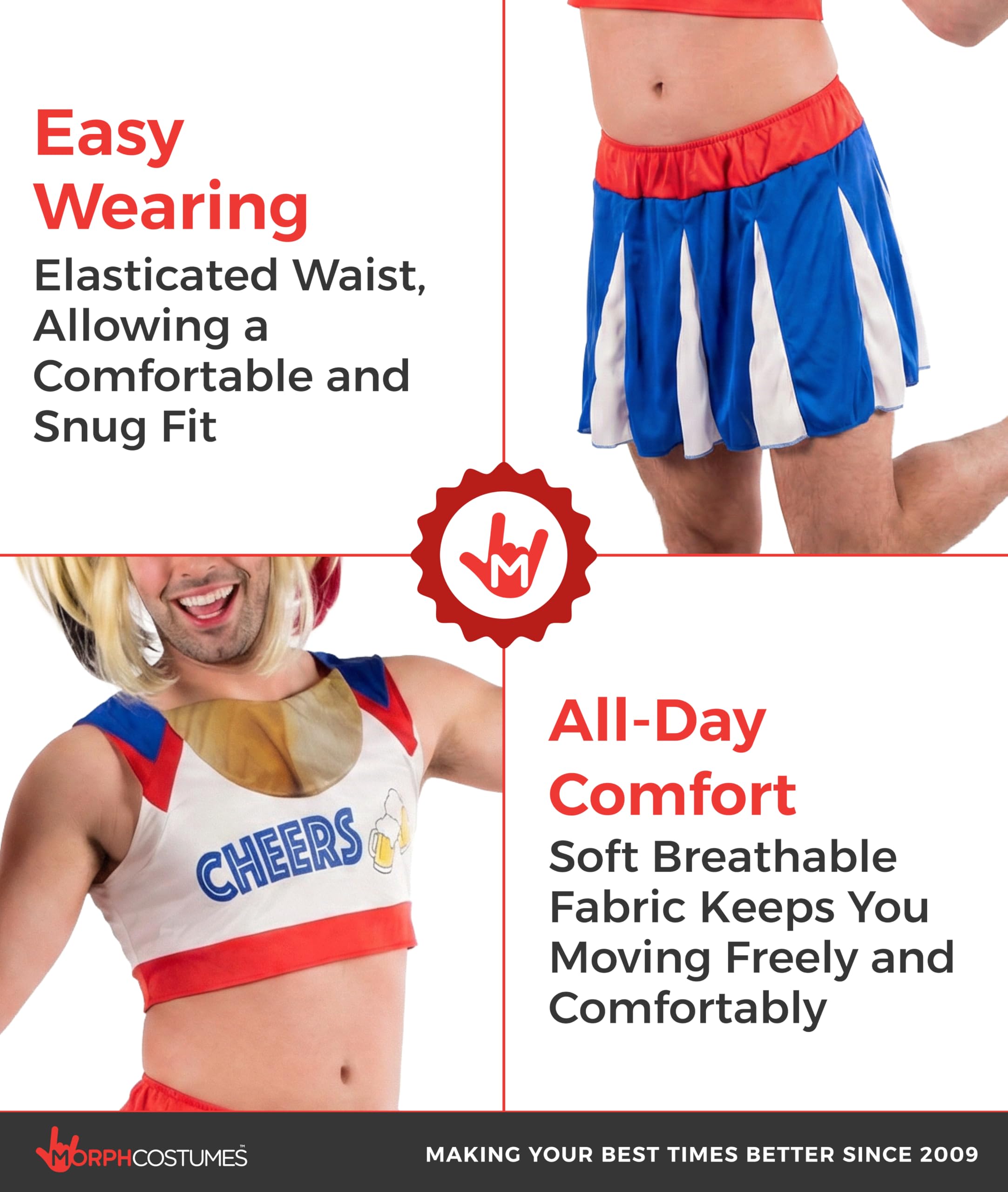 fun shack Mens Cheerleader Costume, Adult Male Cheerleader Halloween Outfit, Cheerleading Uniform for Parties - Image 3