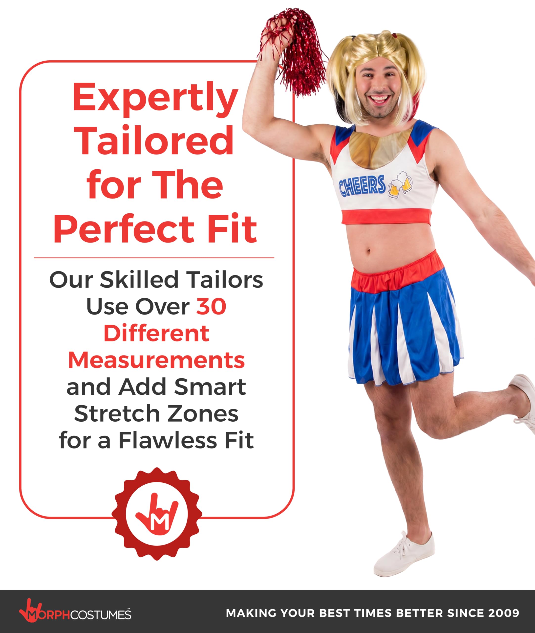 fun shack Mens Cheerleader Costume, Adult Male Cheerleader Halloween Outfit, Cheerleading Uniform for Parties - Image 4