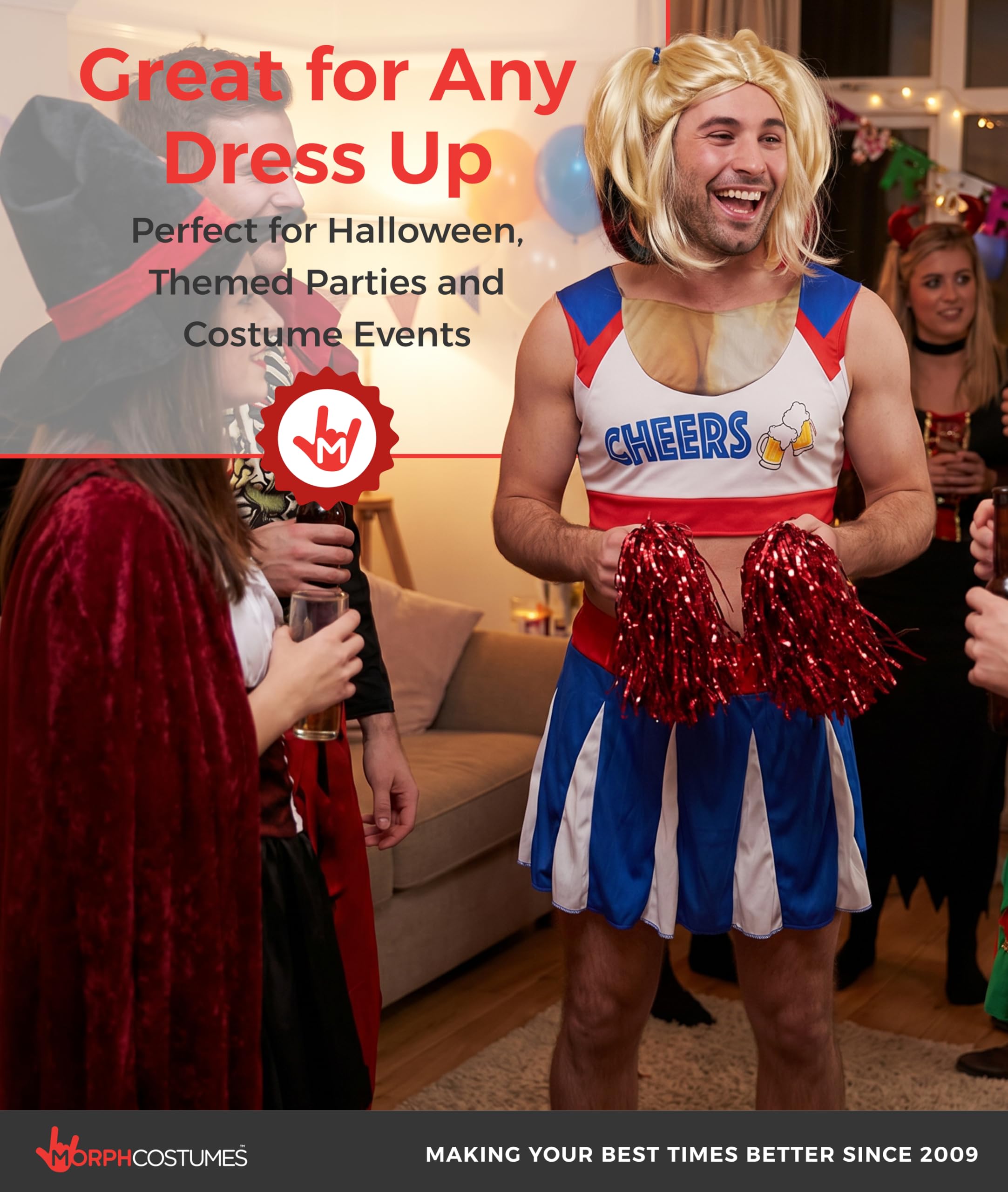 fun shack Mens Cheerleader Costume, Adult Male Cheerleader Halloween Outfit, Cheerleading Uniform for Parties - Image 5