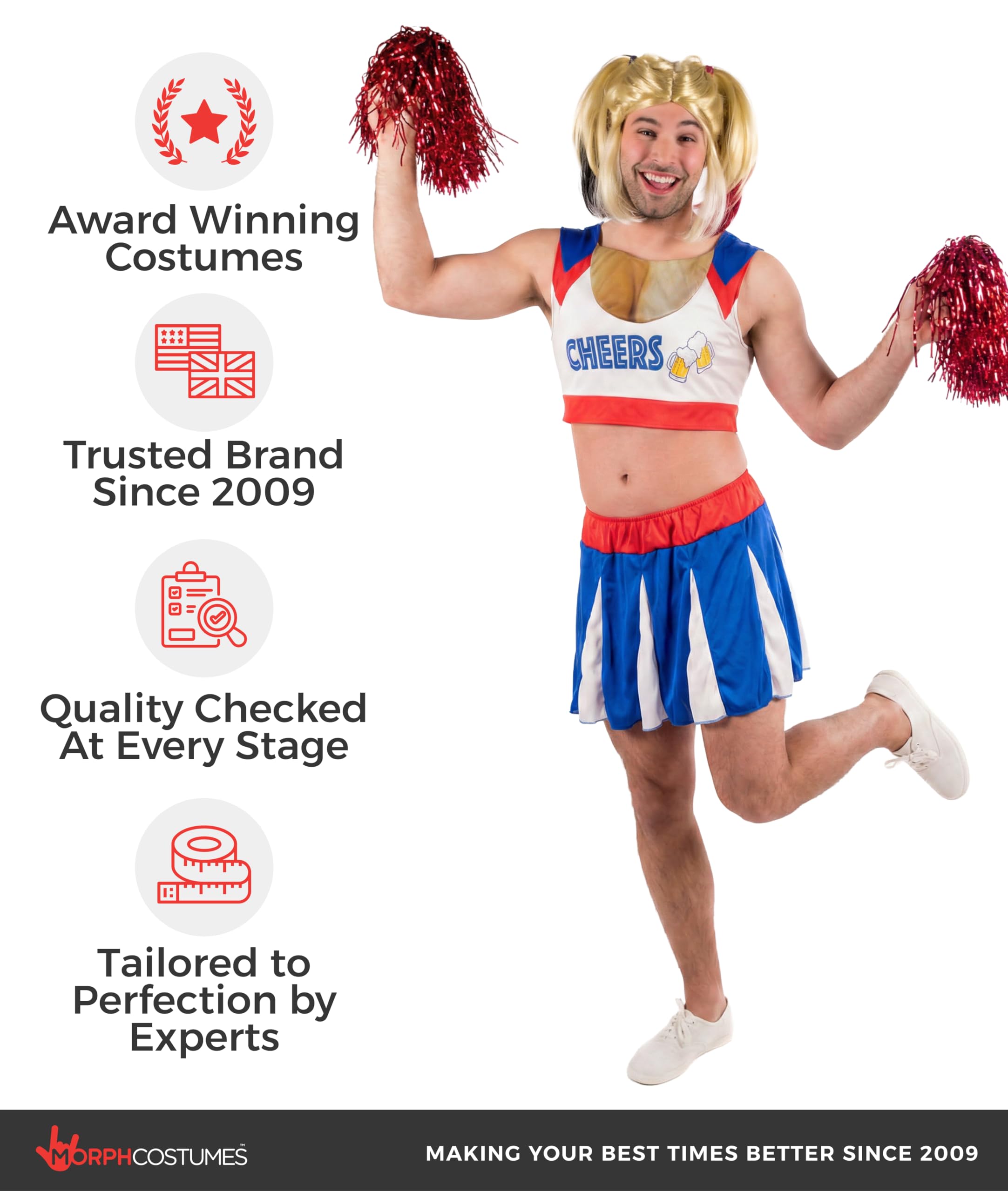 fun shack Mens Cheerleader Costume, Adult Male Cheerleader Halloween Outfit, Cheerleading Uniform for Parties - Image 6