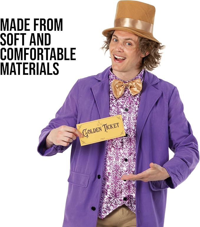 fun shack Mens Chocolate Factory Costume, Mens Chocolate Factory Owner Costume, Book Character Costumes For Adults - Image 3