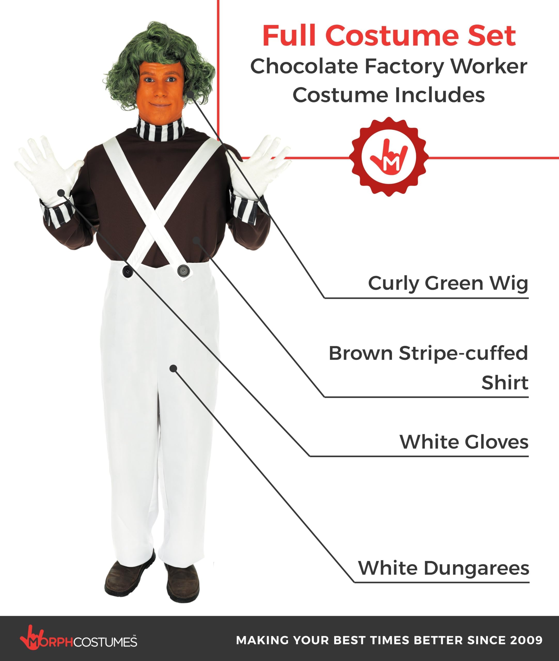 fun shack Mens Chocolate Factory Worker Costume, Chocolate Factory Costume, Halloween Costumes for Men - Image 2