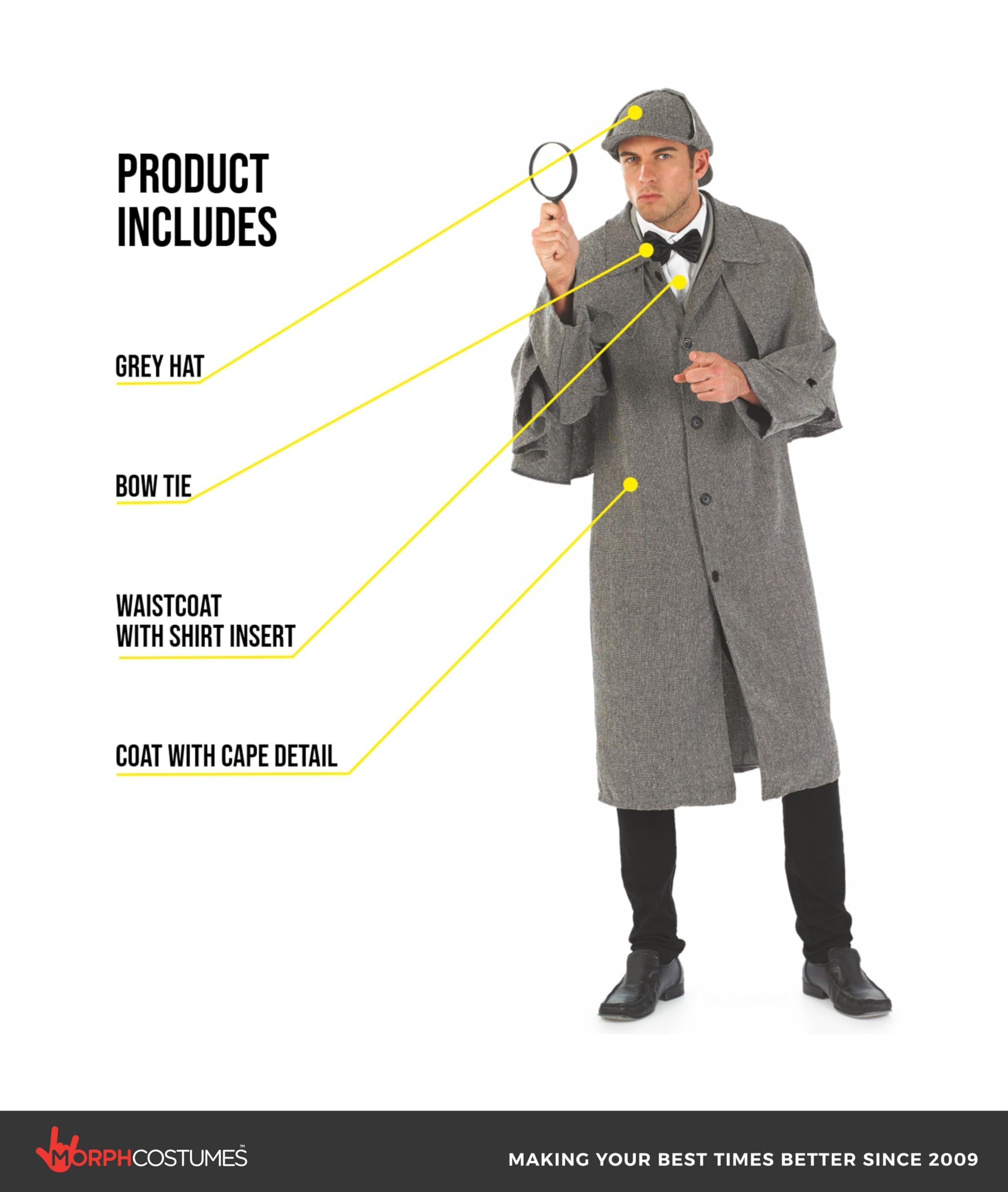 fun shack Mens Detective Costume Adult, Detective Costume Men, Detective Halloween Costume, Private Investigator Costume - Image 2
