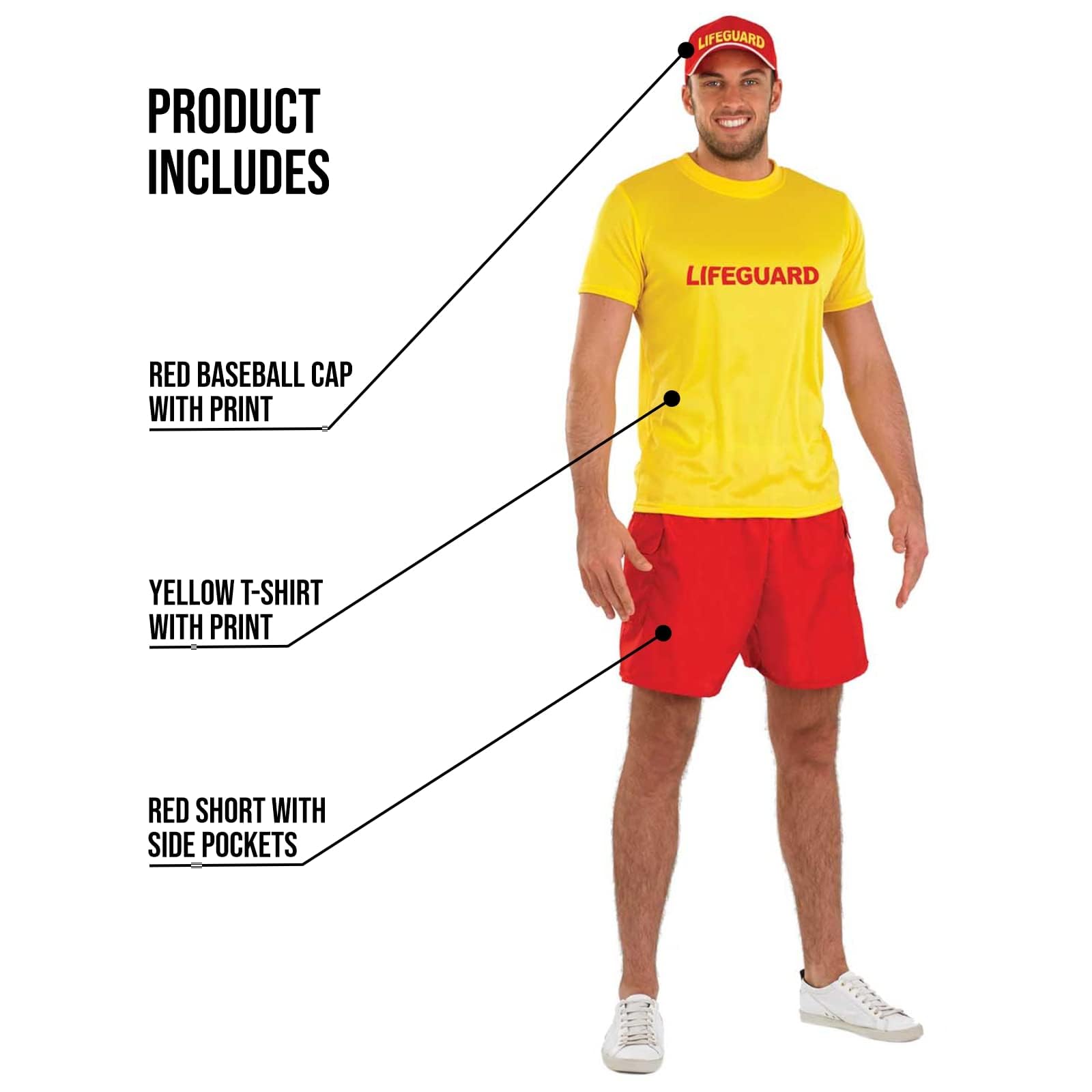 fun shack Mens Lifeguard Costume, Male Lifeguard Outfit, Beach Rescue Uniform for Men, Summer Swimwear Accessory - Image 3
