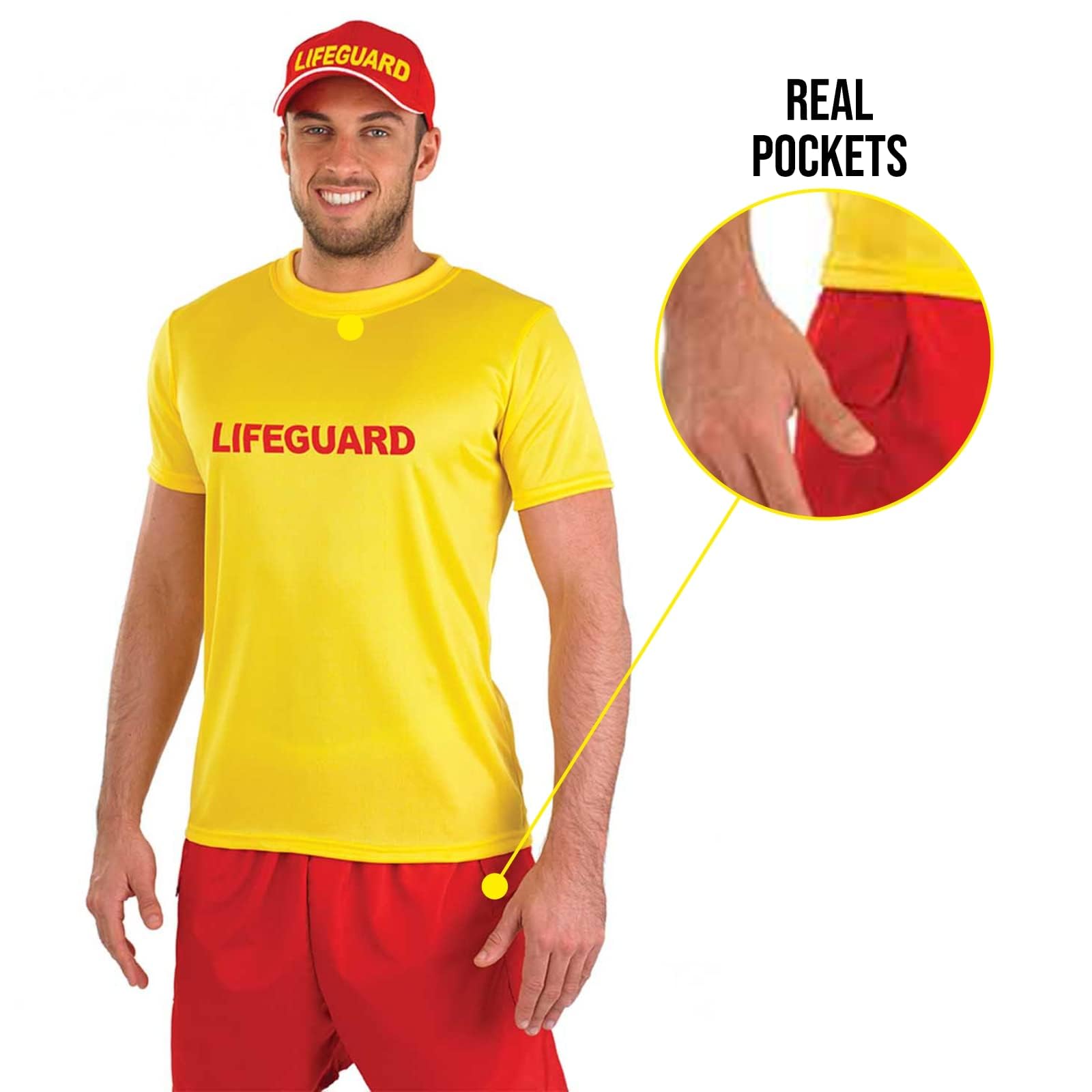 fun shack Mens Lifeguard Costume, Male Lifeguard Outfit, Beach Rescue Uniform for Men, Summer Swimwear Accessory - Image 4
