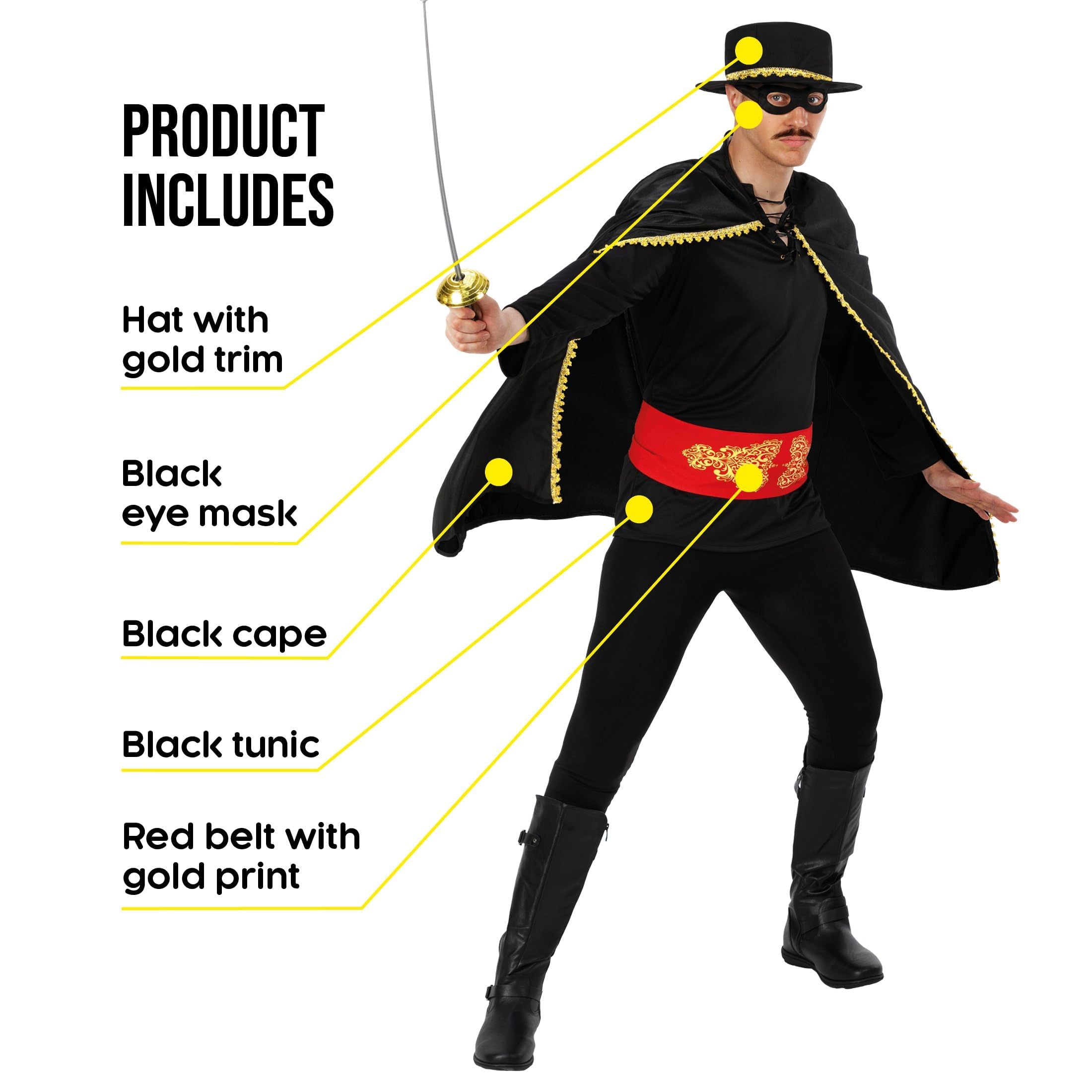 fun shack Mens Masked Bandit Costume, Halloween Costume for Men, Masked Hero Movie Character Costumes for Men - Image 2