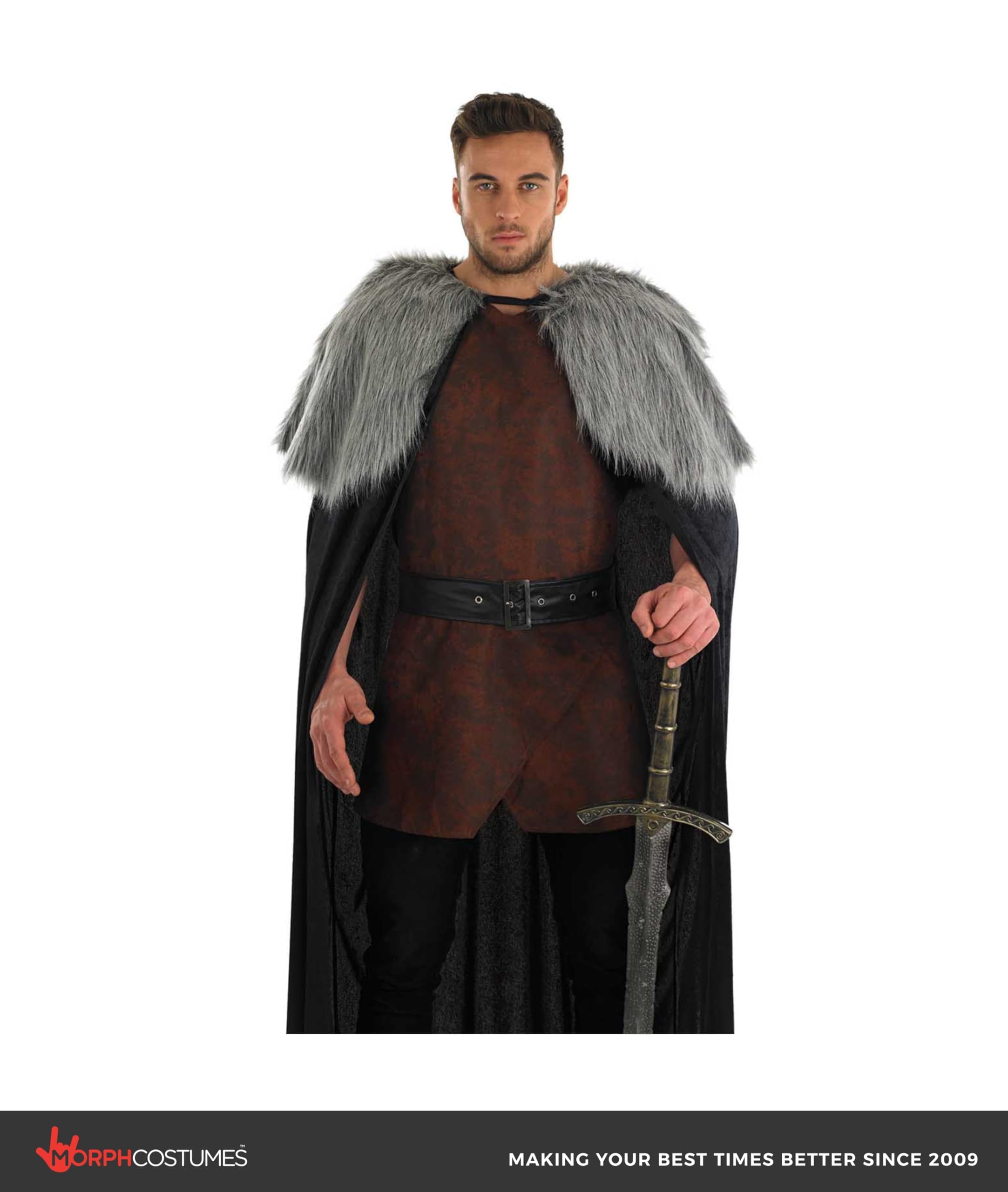 fun shack Mens Medieval Costume Warrior Cape Cloak Halloween Costumes for Men - Available in One Size Fits All - Image 3