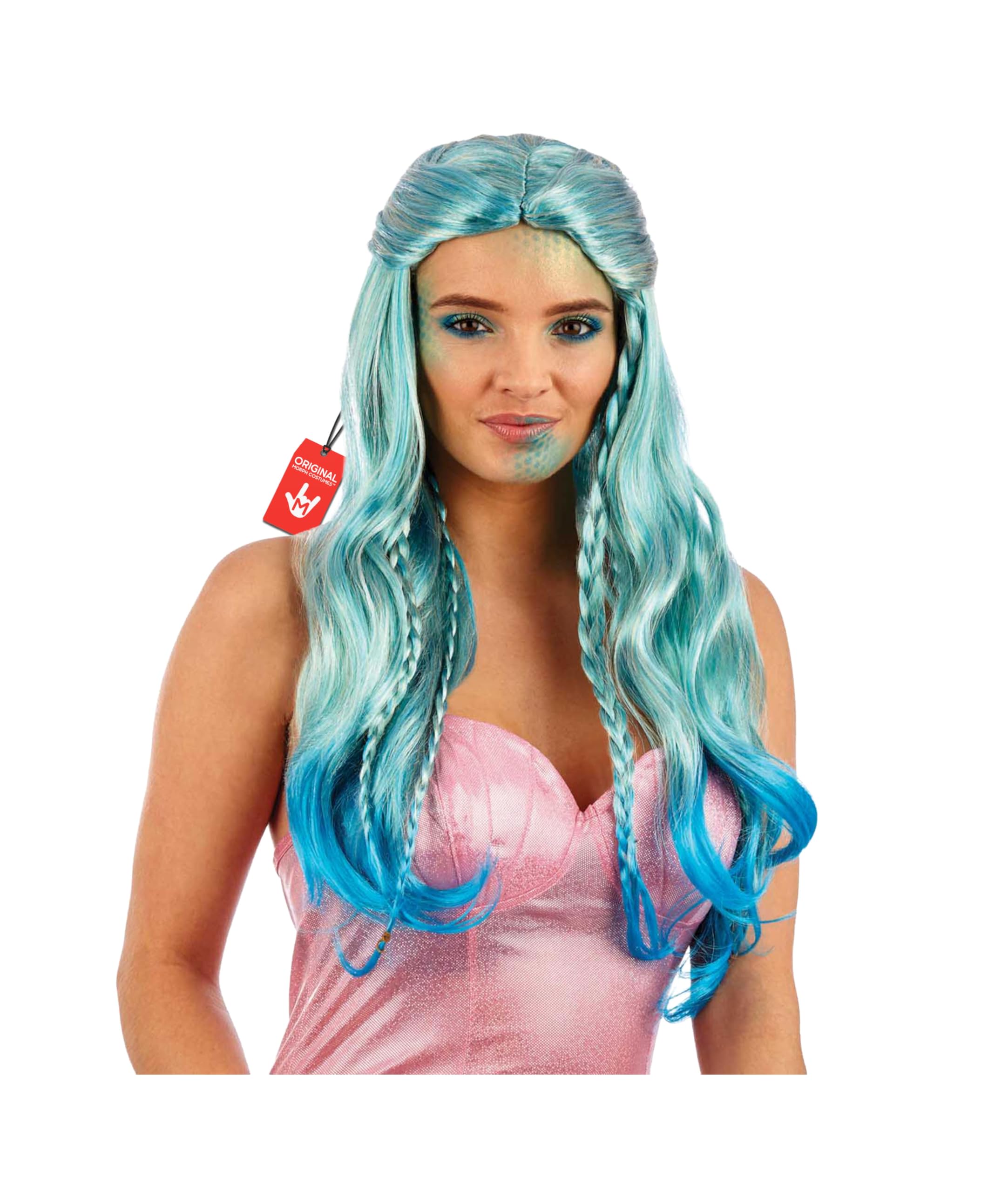 fun shack Mermaid Hair Costume Wig, Mermaid Hair Wig, Bluish Ombre Wigs for Women, Aqua Mermaid Wig Women, Long Blue Wig, Mermaid Wigs
