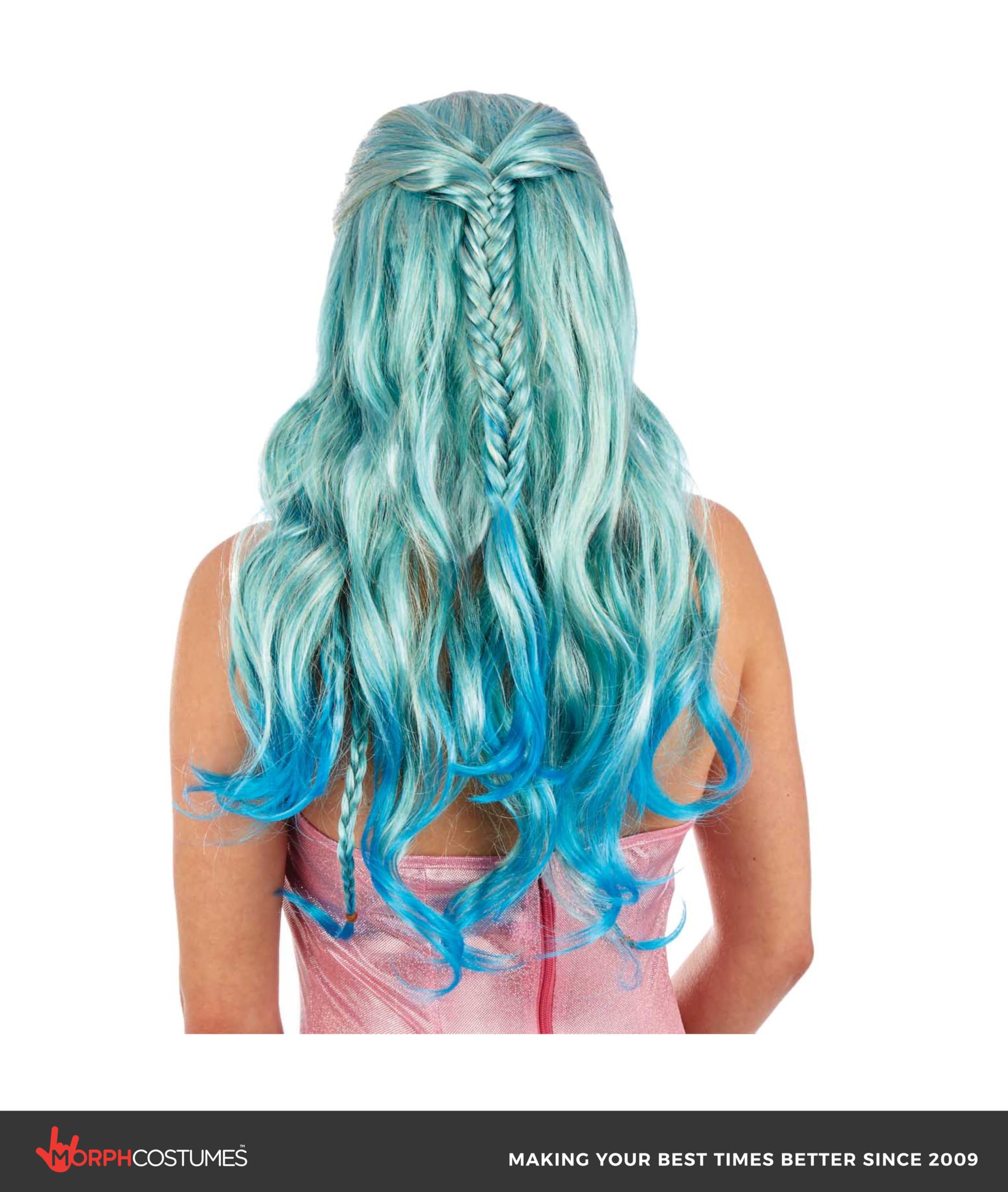 fun shack Mermaid Hair Costume Wig, Mermaid Hair Wig, Bluish Ombre Wigs for Women, Aqua Mermaid Wig Women, Long Blue Wig, Mermaid Wigs - Image 2