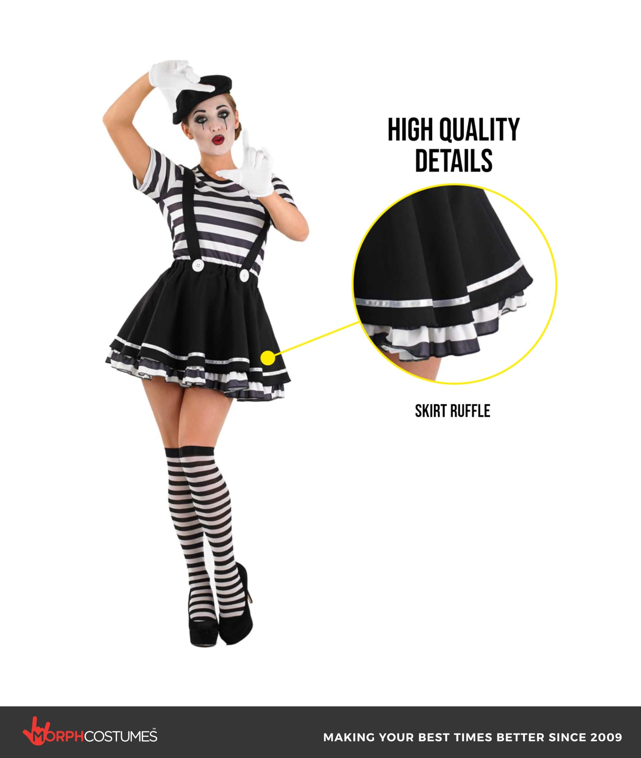 fun shack Mime Costume for Women, French Mime Costume Women, Circus Costumes Woman, French Outfit - Image 3