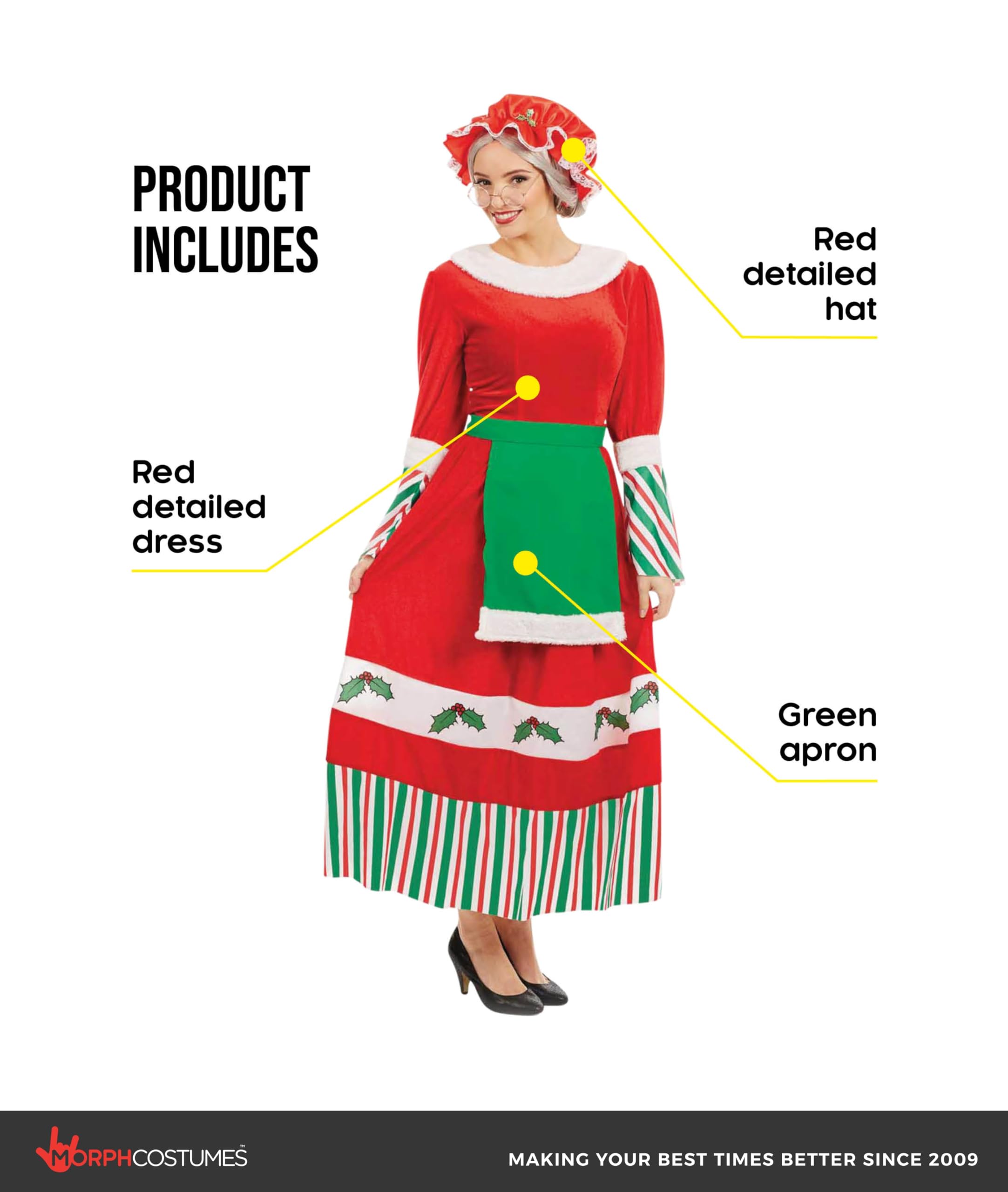 fun shack Mrs Claus Costume Adult Women, Mrs Claus Costumes For Women, Womens Christmas Costume - Image 2