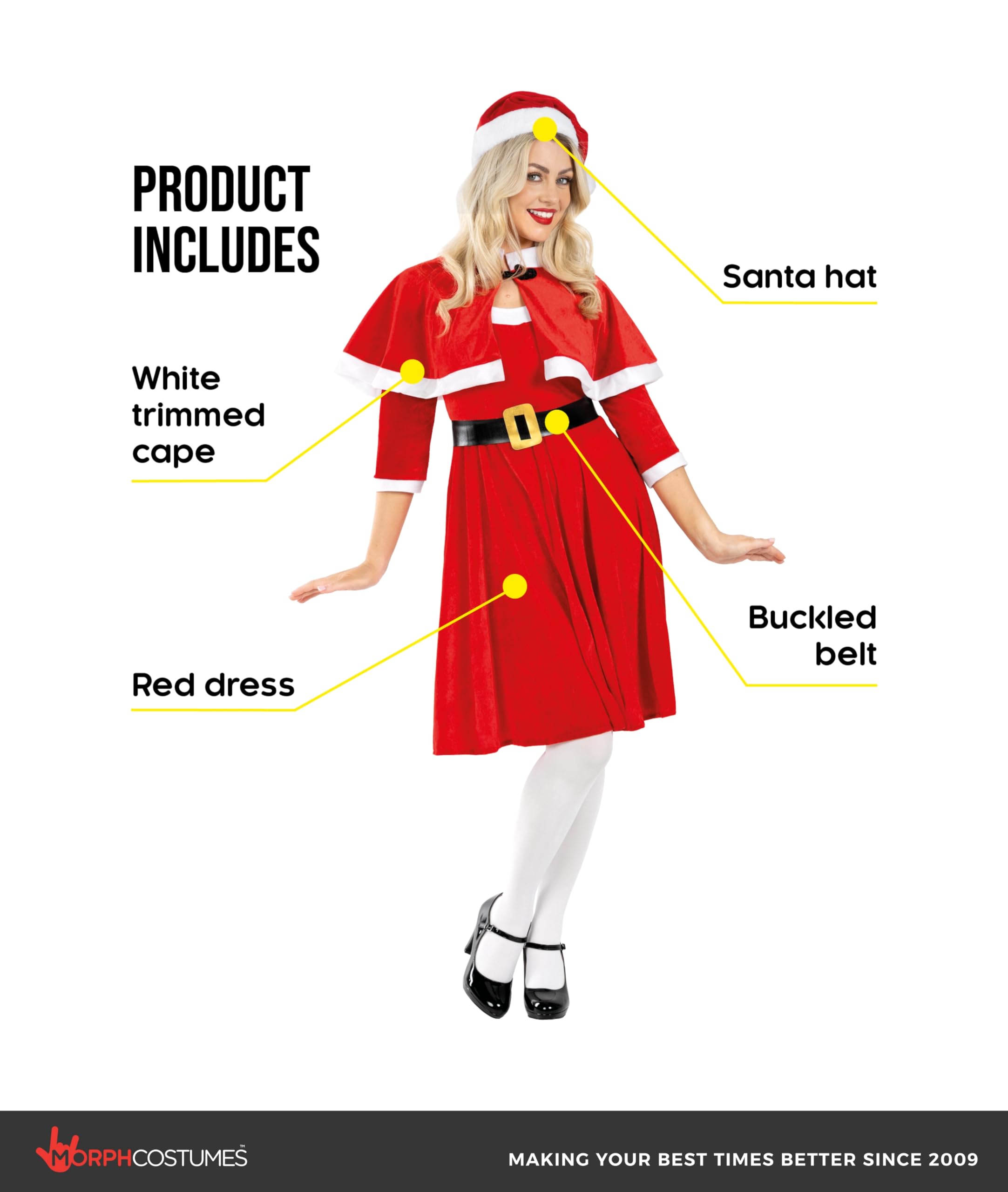 fun shack Mrs Claus Costume Adult Women, Santa Dress, Mrs Claus Costume For Women, Female Santa Costumes, Festive Attire - Image 2